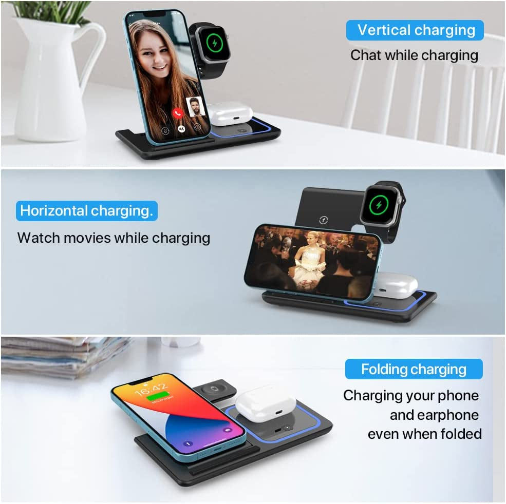 Wireless Charger,Mildily 3 in 1 Wireless Charging Station for Apple Iphone/Iwatch/Airpods,Iphone 13,12,11 (Pro, Pro Max)/Xs Max/Xr/Xs/X/8(Plus),Iwatch 7/6/Se/5/4/3/2,Airpods 3/2/Pro（Black）  XuHui   