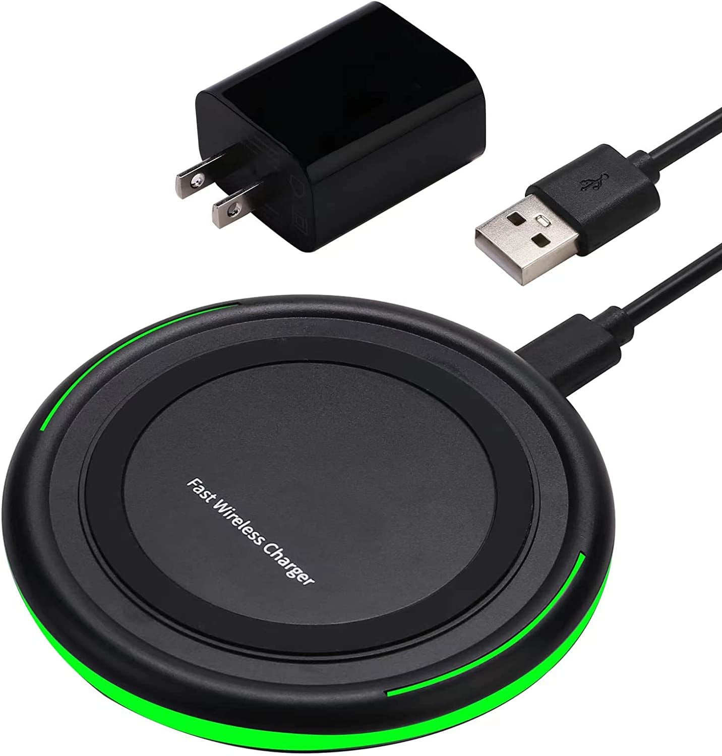 Wireless Charger 10W Qi Fast Wireless Charging Pad,7.5W Compatible with Iphone 11,11 Pro,11 Pro Max,Xs Max,Xr,Xs,X,8,8 Plus,10W for S10,S10+,S9,S8,Note 10,10+,9,8,Airpods(No AC Adapter)  Omhong 1Pro  
