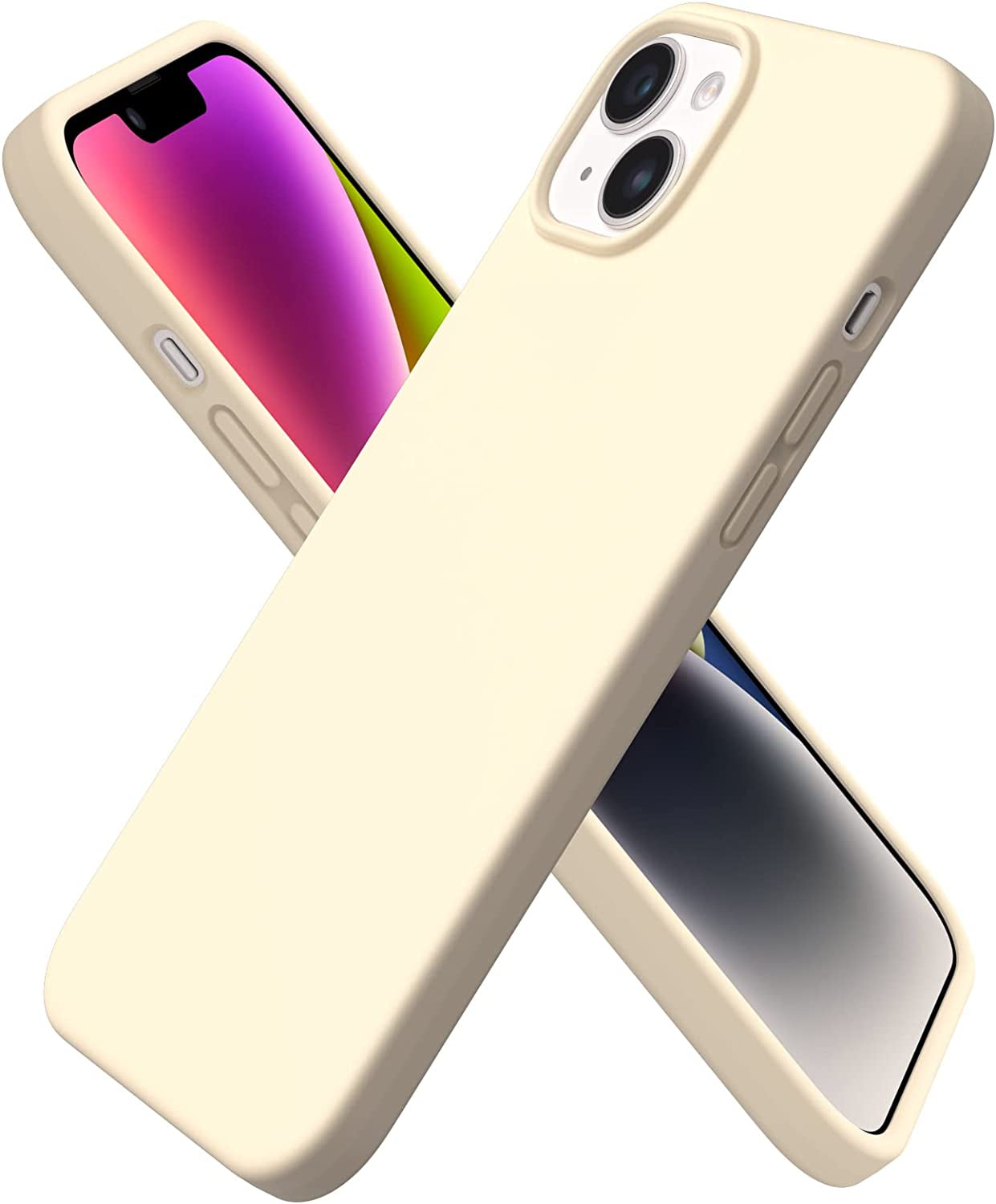 ORNARTO Compatible with Iphone 14 plus Case 6.7, Slim Liquid Silicone 3 Layers Full Covered Soft Gel Rubber Case Protective Cover 6.7 Inch-Baby Yellow  ORNARTO   