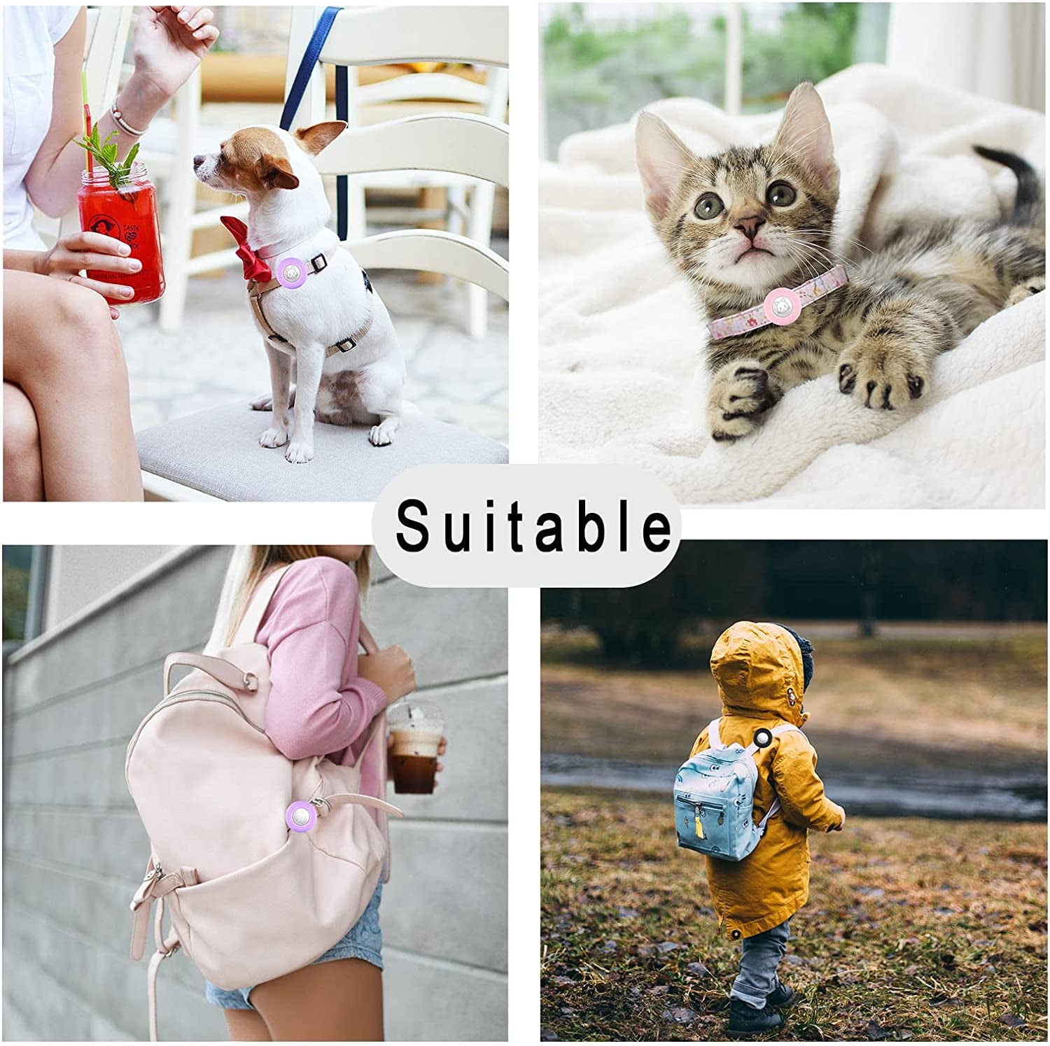 Airtag Cat Collar Holder(2Pack), Silicone Apple Air Tag Case Cover for Smaller than 0.8Inch Pet Collar Harness Loop Cibaabo (Black Black)  Cibaabo   