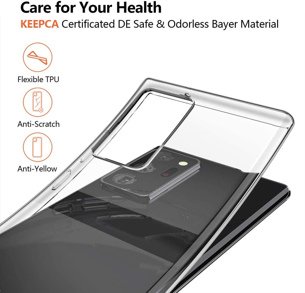 KEEPCA Galaxy Note 20 Ultra 5G Clear Case, Slim Thin TPU Soft Silicone Flexible Skin Gel Shockproof Anti-Scratch Protective Cases Cover for Samsung Note 20 Ultra 5G 6.9 Inch,Crystal Clear  KEEPCA   
