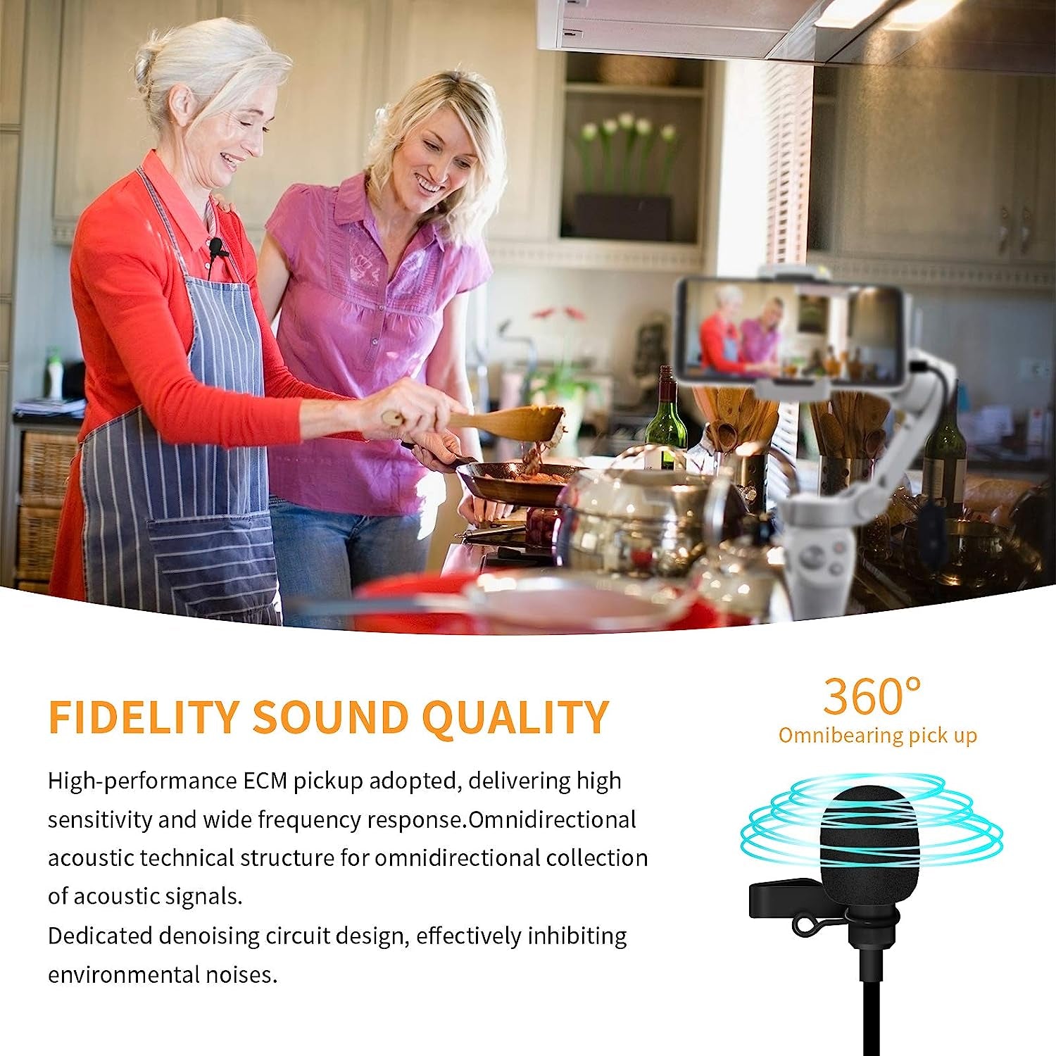 REALMIC Professional Lavalier Omnidirectional Condenser Microphone for Ipone and Android Smartphone Audio Video Recording, Plug and Play-For Youtube Tiktok Podcast Interviews  REALMIC   
