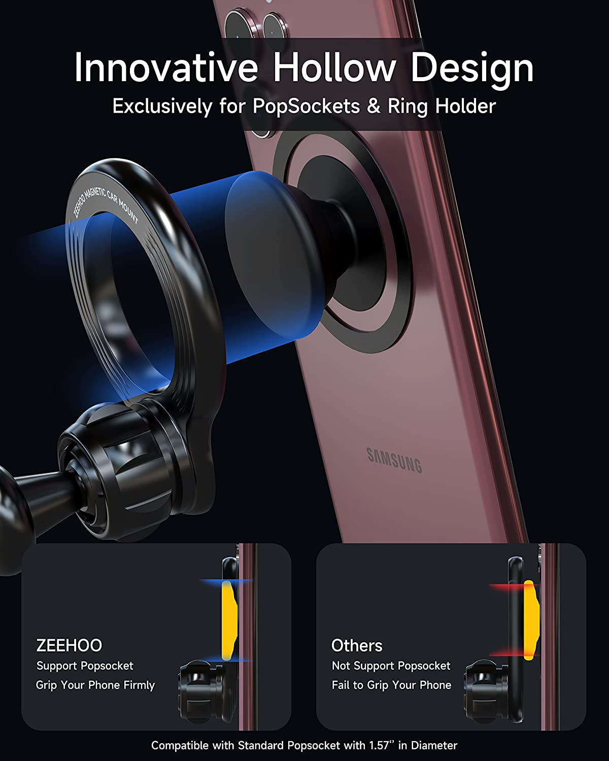 ZEEHOO Compatible with Magsafe Car Mount, Magnetic Phone Holder for Car [12 Strongest Magnets], Magnetic Car Vent Phone Mount [Non-Blocking&360 Rotation] for Iphone 14 13 12 Pro Max Mini & All Phones  ZeeHoo   