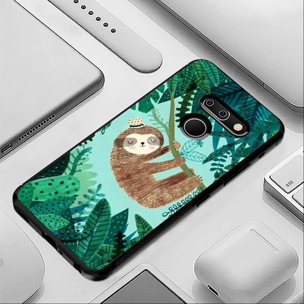SANTUO LIWEILE Phone Case for LG G8 Thinq with Cute Sloth Style Black Textured Frame Shockproof TPU Anti-Slip Smartphone Protective Case  LIWEILE   