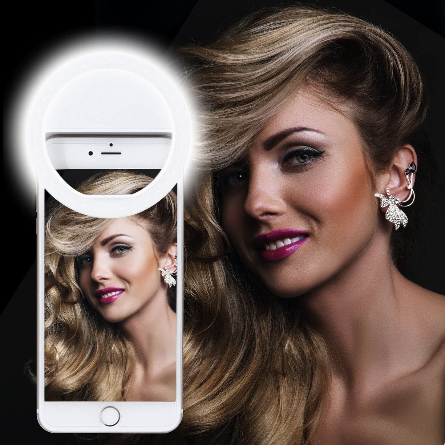 XINBAOHONG Selfie Ring Light Rechargeable Portable Clip-On Selfie Fill Light with 36 LED for Smart Phone Photography, Camera Video, Girl Makes up Black …  XINBAOHONG   
