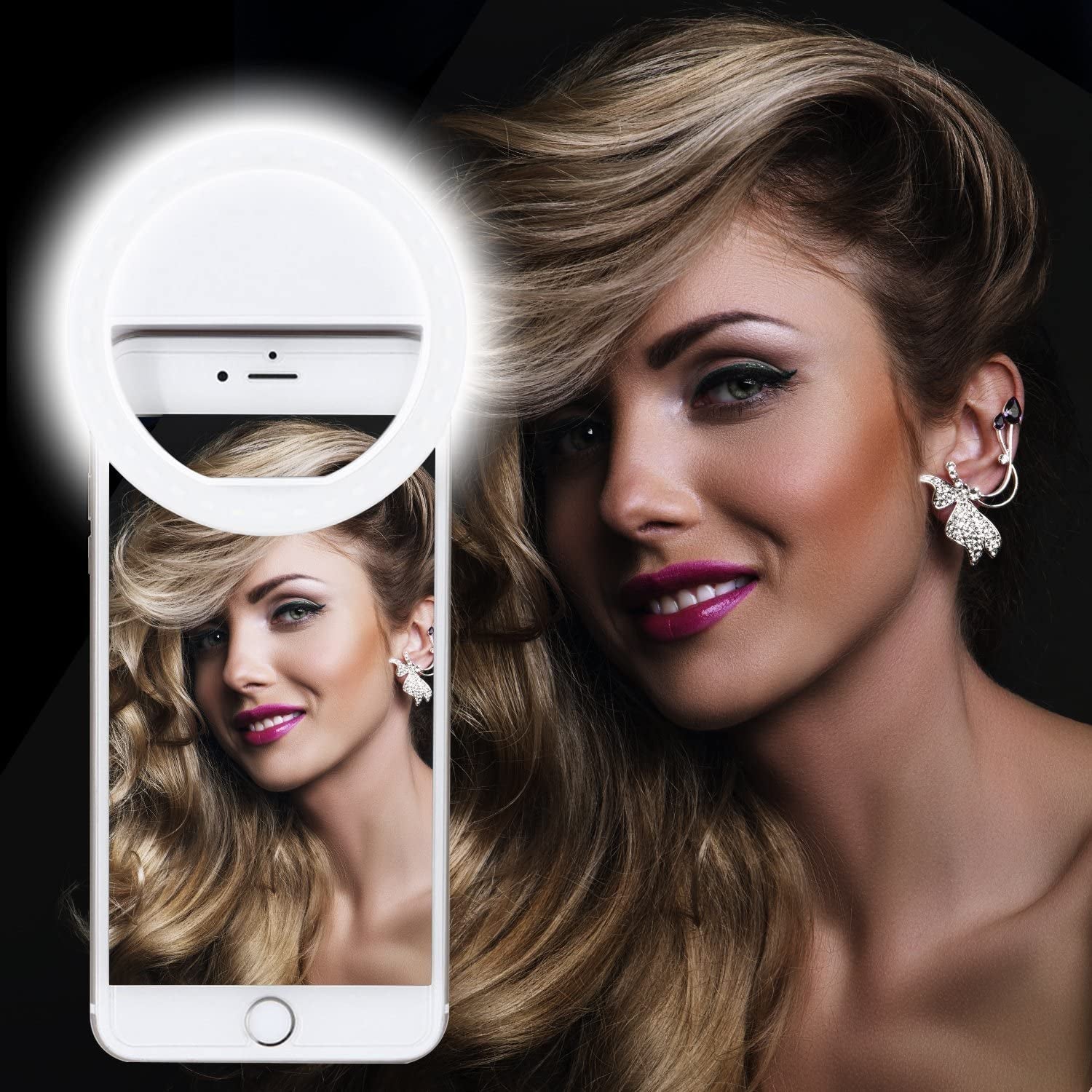 XINBAOHONG Selfie Ring Light Rechargeable Portable Clip-On Selfie Fill Light with 36 LED for Smart Phone Photography, Camera Video, Girl Makes up Black …  XINBAOHONG   