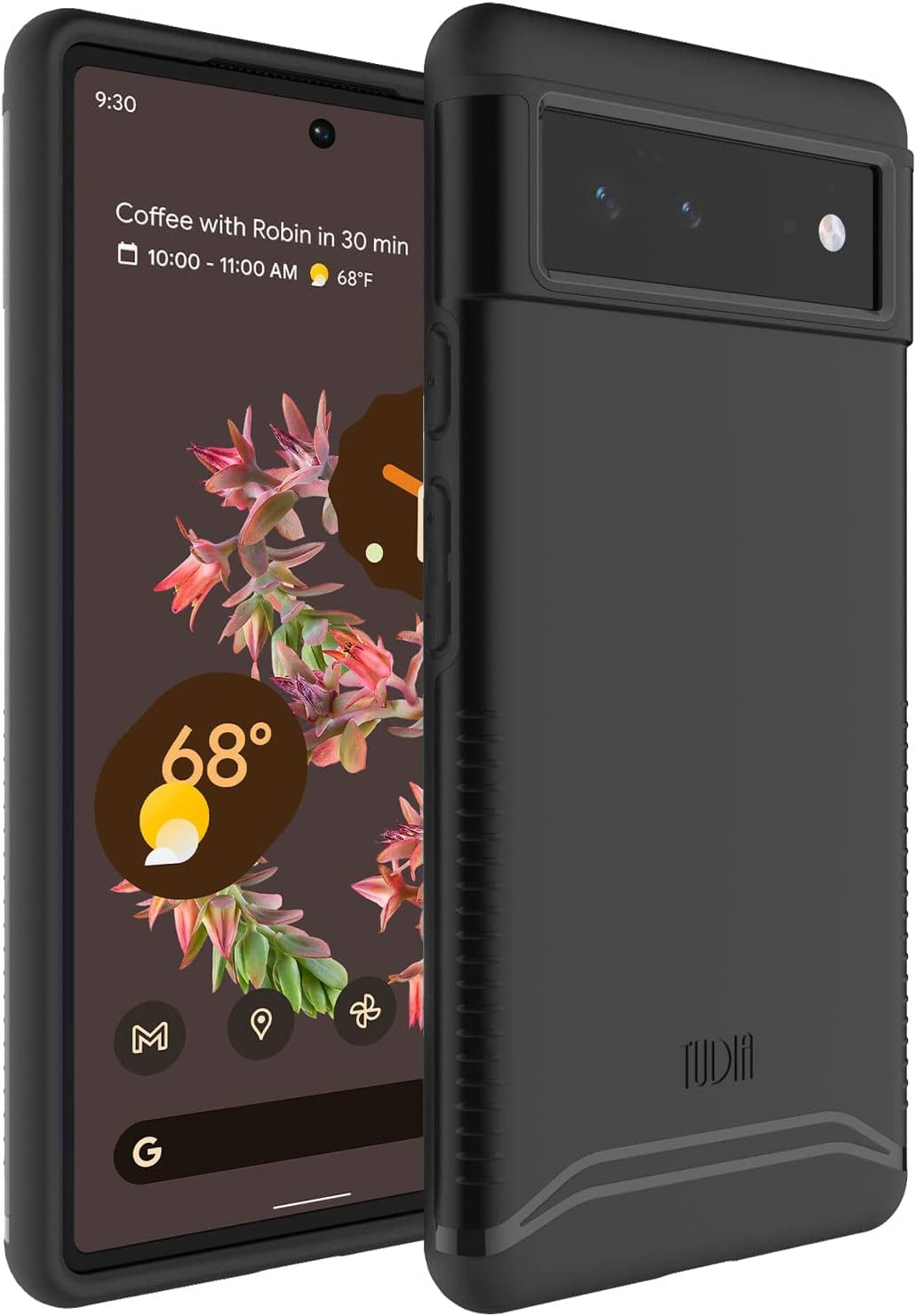 TUDIA Dualshield Designed for Google Pixel 6 Case (2021), [Merge] Shockproof Military Grade Slim Heavy Duty Dual Layer Tough Protection for Pixel 6 Phone Case - Metallic Slate  TUDIA Matte Black  