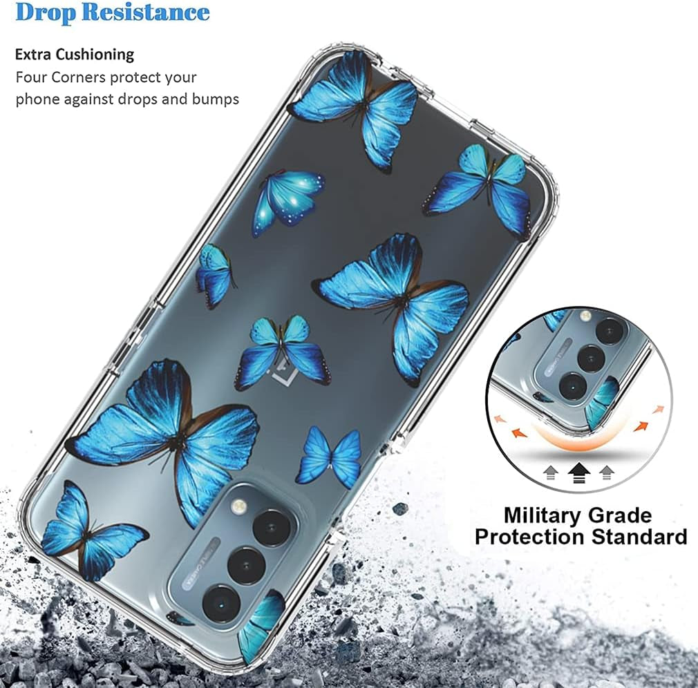 Vokuha Case for Oneplus Nord N200 5G, Oneplus N200 5G Case for Girls, Cute Floral Crystal Clear TPU Bumper Shockproof Protective Armor Cover for Oneplus Nord N200 5G (Butterfly)  Vokuha   