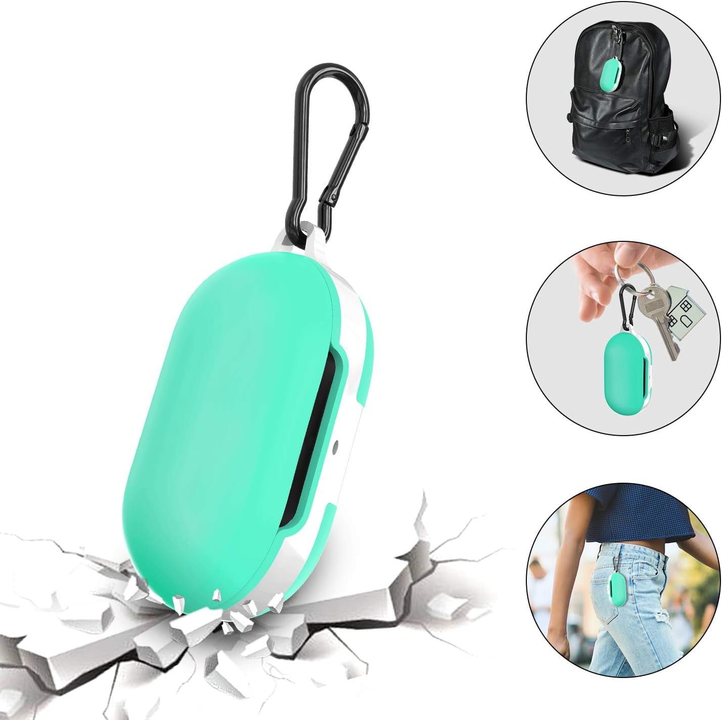 2 Packs Silicone Cover for Galaxy Buds Case/Galaxy Buds + plus Case,With Carabiner Full Body Protections Skin Accessories Compatible Samsung Galaxy Buds plus (Black and Mint Green)  meiyasy   