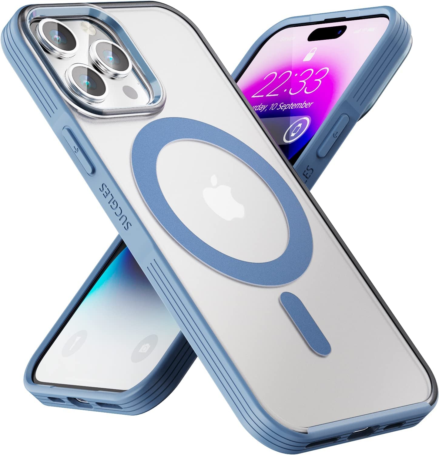 [2023 New] for Iphone 14 Pro Case with Magsafe, [Strong Magnet] [Non-Yellowing] [Military Grade Protection] Magnetic Slim Fit Bumper Mag Safe Thin Phone Cover for (Apple 14Pro, Clear Blue)  Gotrays Gavin LLC Frosted Sierra Blue Iphone 14 Pro Case 