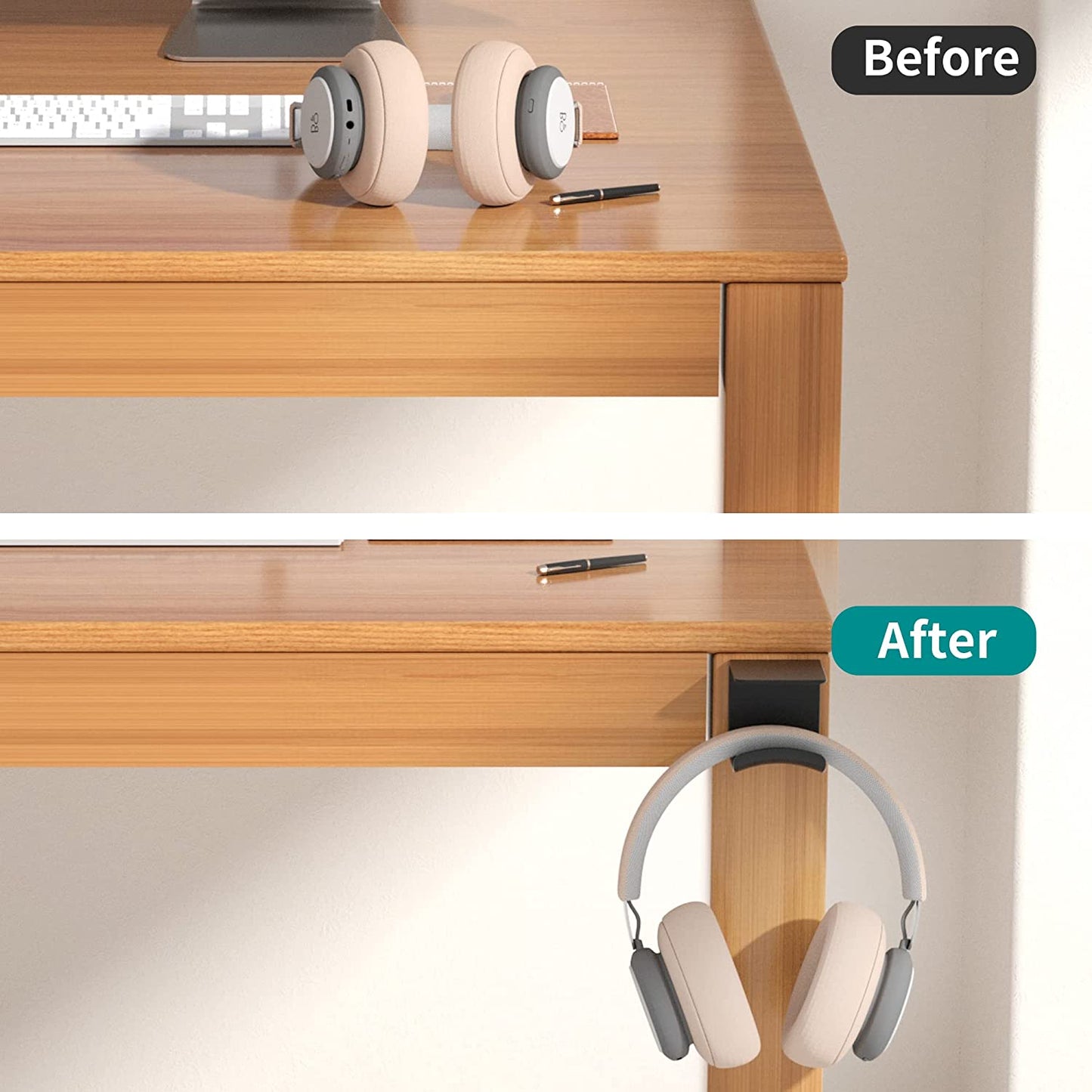 Homemount Headphone Hook under Desk - Headphone Holder under Table, Adhesive Gaming Headphone Stand Hanger Desk Mount for Most Headphone（Black）  HomeMount   