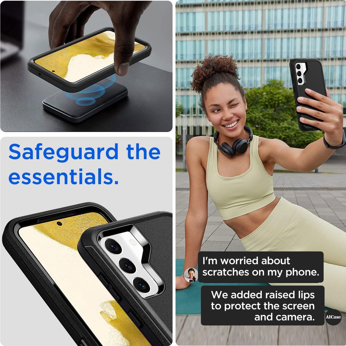 Aicase for Samsung Galaxy S22 Case with Screen Protector,Heavy Duty Drop Protection Full Body Rugged Shockproof/Dust Proof Military Protective Tough Durable Phone Cover for Samsung S22 6.1“_5  AICase   