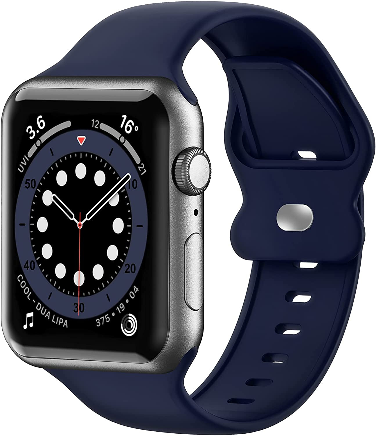 Upgrade Bands Compatible with Apple Watch Band 42Mm 44Mm 45Mm for Women Men-Soft Silicone Replacement Sport Watch Strap for Iwatch SE Series 7 6 5 4 3 2 1-Wristband  Gleiven MidNBlue 42 mm/44 mm/45 mm 