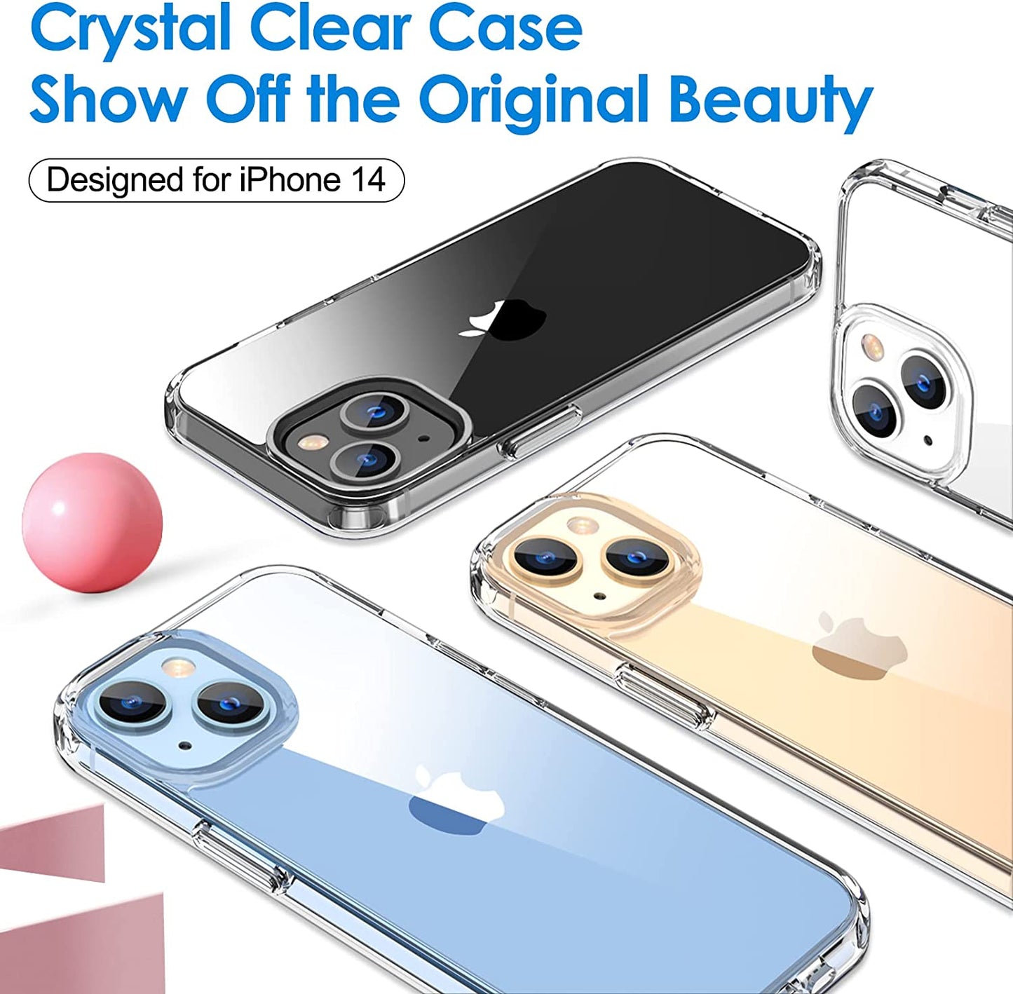 Hython Case for Iphone 14 Case Clear, Non Yellowing Crystal Clear Anti-Scratch Hard PC & Non-Slip Soft TPU Bumper Cover Transparent Slim Fit Shockproof Protective Phone Cases for Iphone 14 6.1", Clear  Hython   