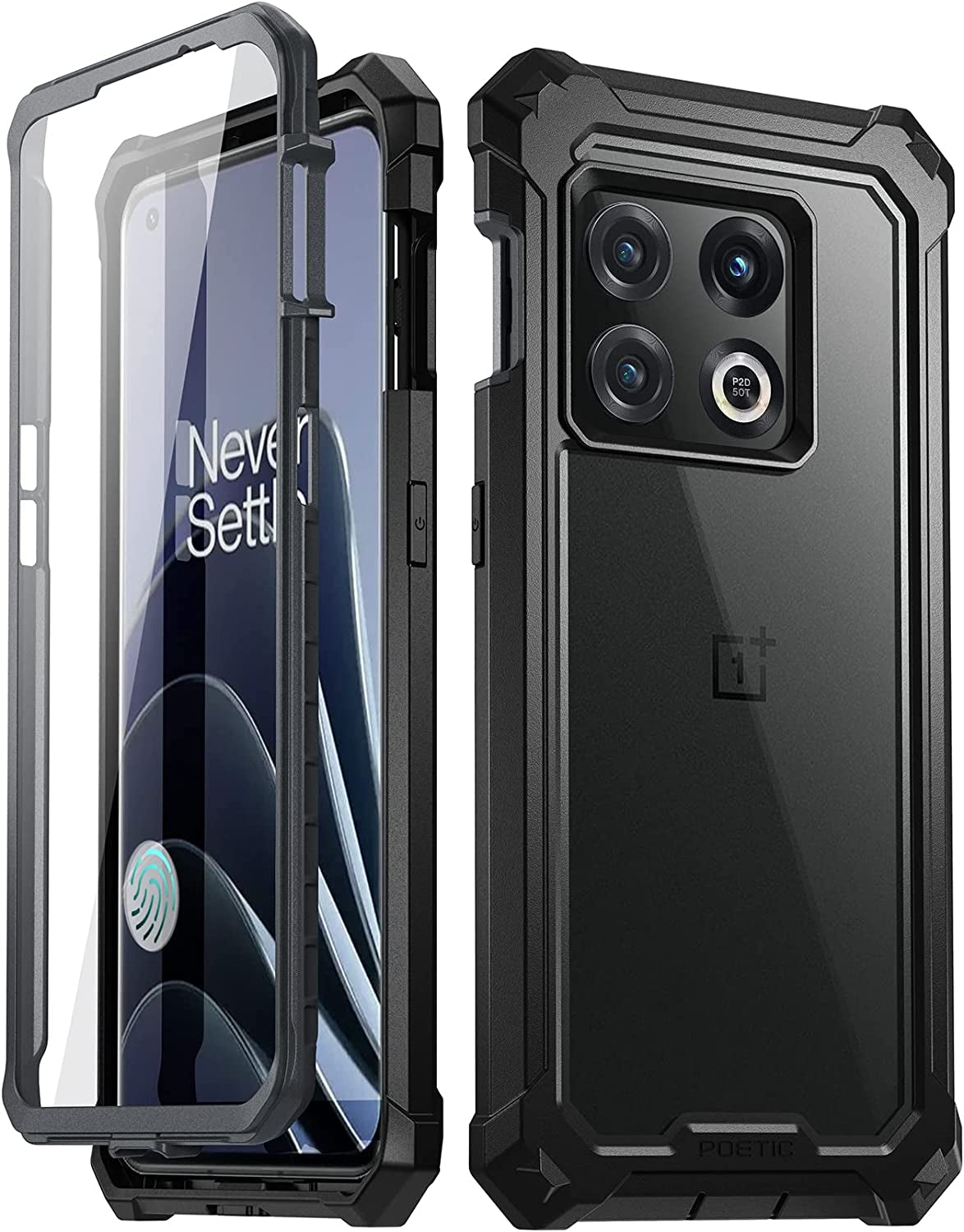 Poetic Guardian Case Designed for Oneplus 10 Pro 5G, Built-In Screen Protector Work with Fingerprint ID, Full Body Hybrid Shockproof Bumper Cover Case, Black/Clear  Poetic   
