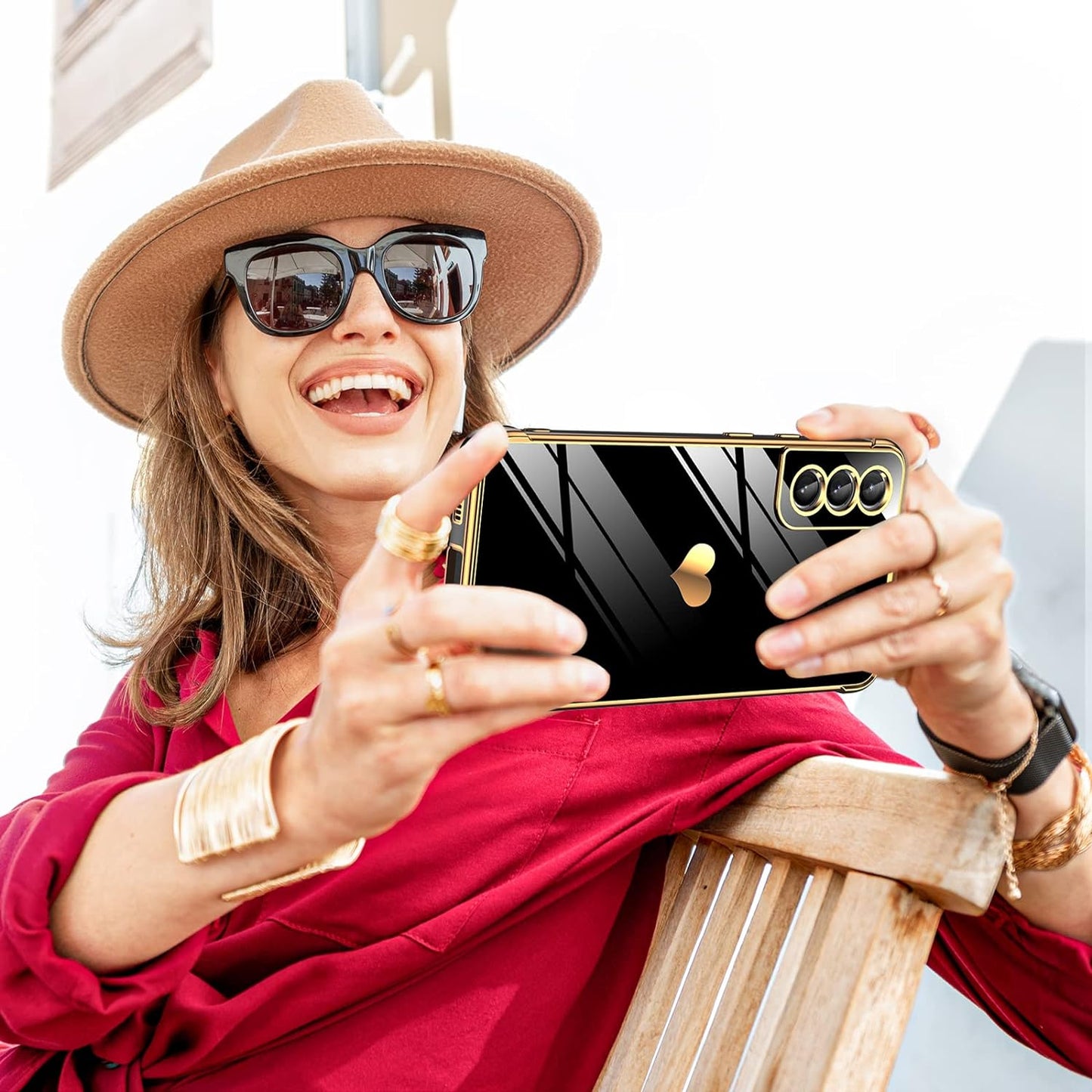 Leyi for Galaxy- S21 FE 5G- Case: Screen Protector [2 Pcs]+ Full Camera Protection, Love Heart Plating Girly Women Cute Luxury Soft TPU Case for Samsung Galaxy S21 FE, Black  LeYi   