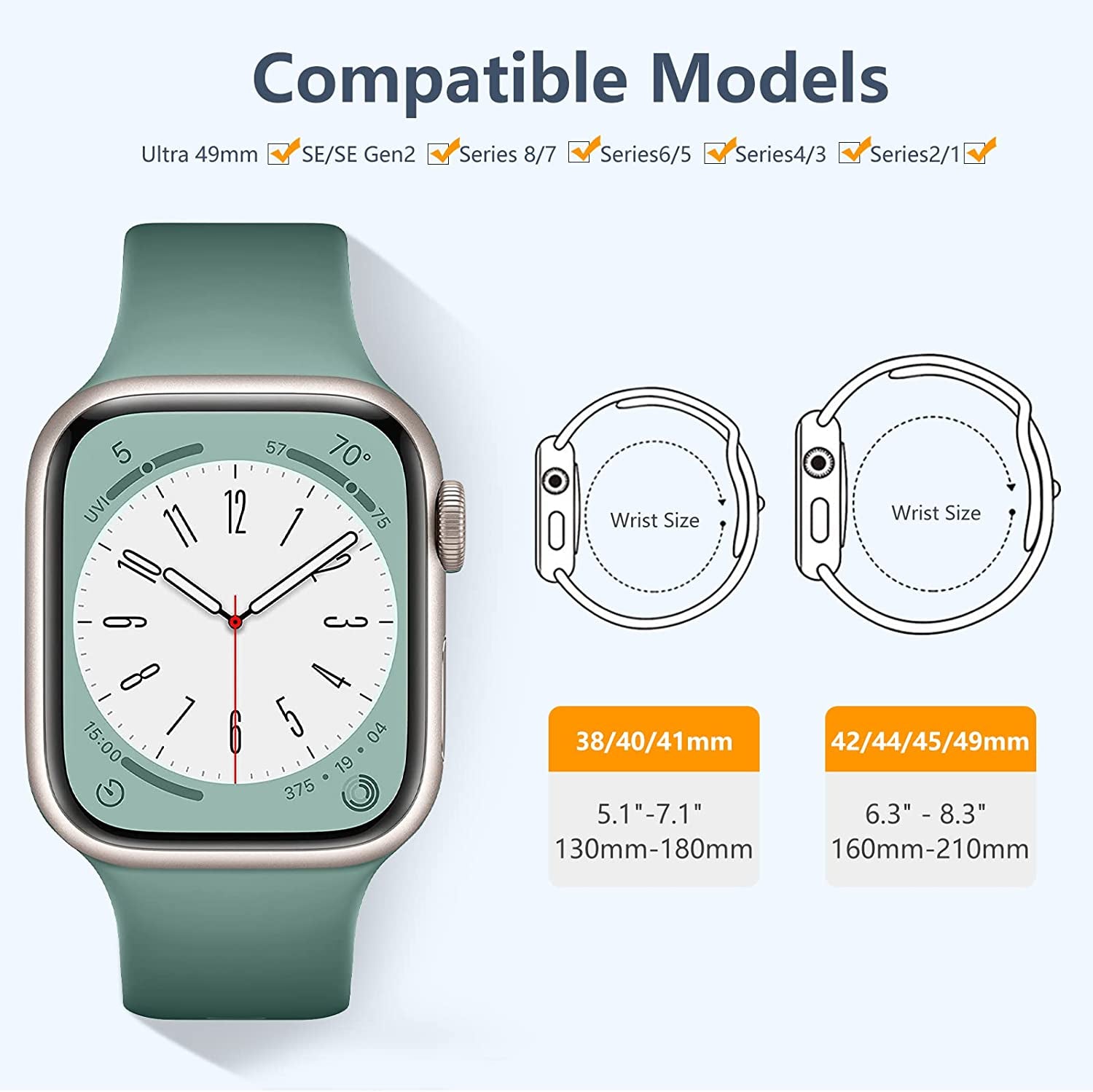 Daqin 8 Pack Sport Bands Compatible with Apple Watch Band 38Mm 40Mm 41Mm 42Mm 44Mm 45Mm 49Mm Women Men,Soft Silicone Waterproof Replacement Strap for Apple Watch Ultra Iwatch Series 8 7 6 5 4 3 2 1 SE  Xuchangjiansenshangmaoyouxiangongsi   