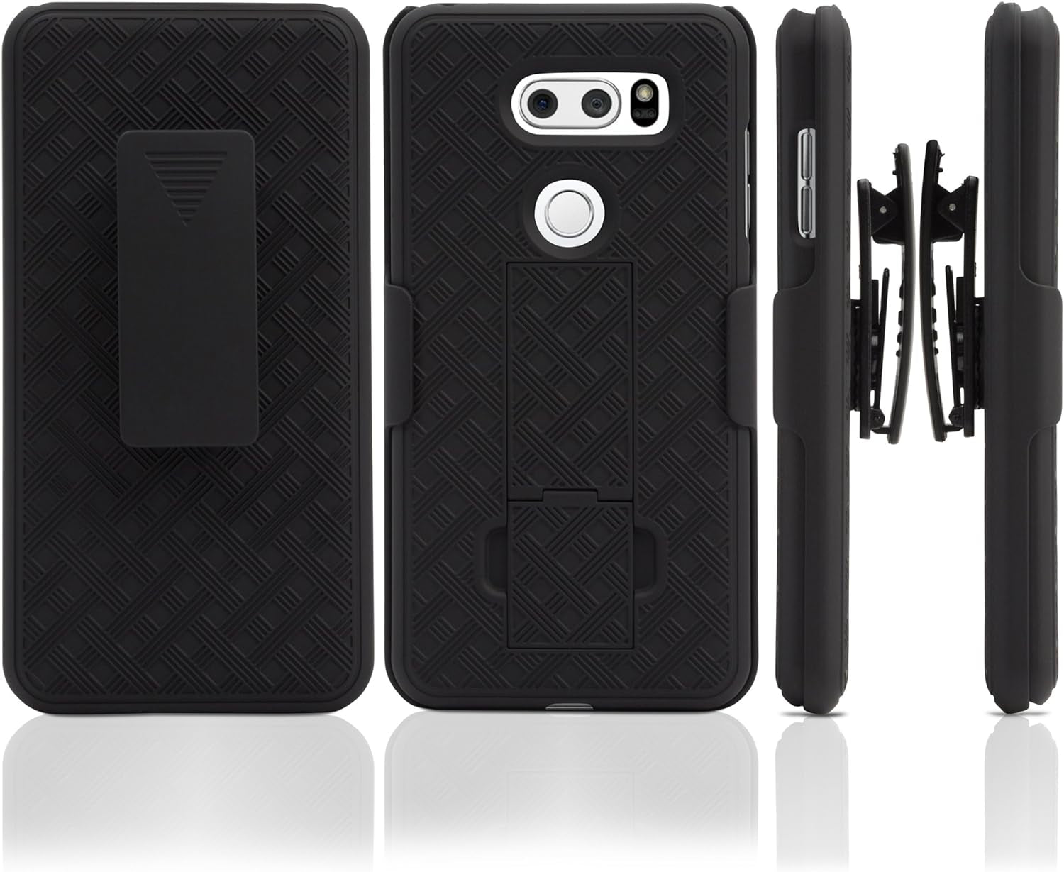 Boxwave Holster Compatible with LG V30 - Dual+ Holster Case, Shell Cover and Belt Clip Holster with Kickstand for LG V30 - Jet Black  BoxWave Corporation   