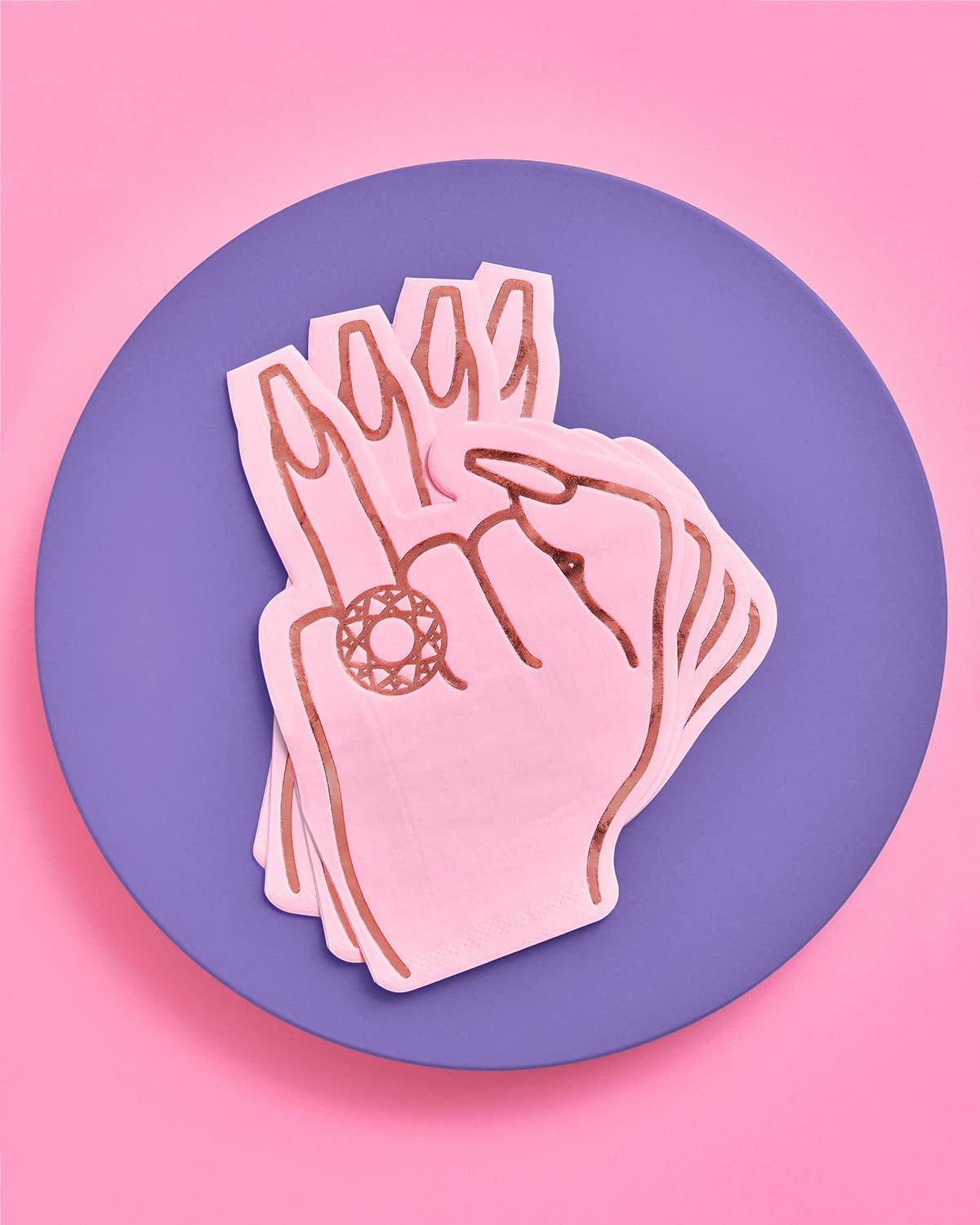 Xo, Fetti Bachelorette Party Ring Finger Napkins - 25 Count | Rose Gold + Pink 3-Ply Cocktail Napkins, Bach Decorations, Bridal Shower Gift, Engagement Party  xo, Fetti   