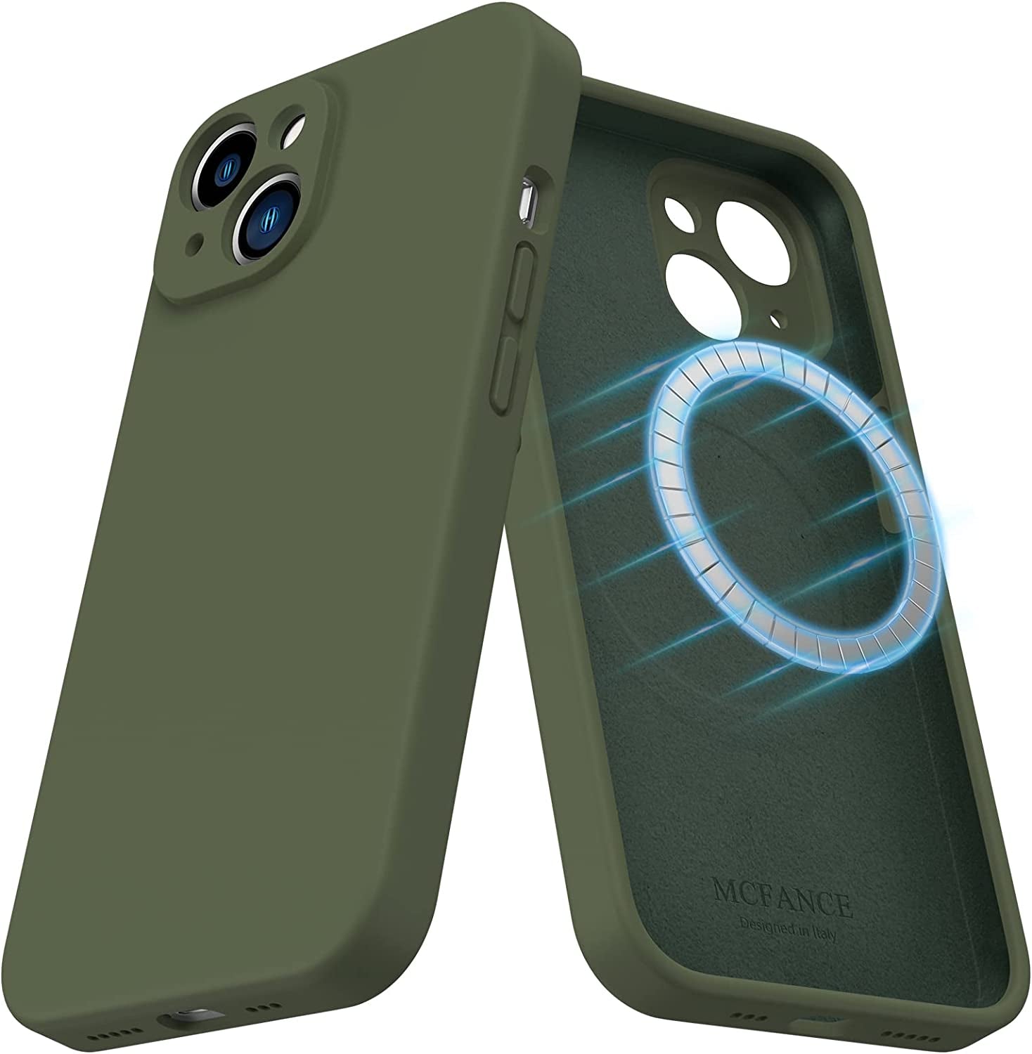 MCFANCE Silicone Magnetic Case for Iphone 14 plus Magsafe Case Silicone Phone Case with Microfiber Lining for Iphone 14 plus 6.7 Inch 2022, Darkgrey  MCFANCE Chive  