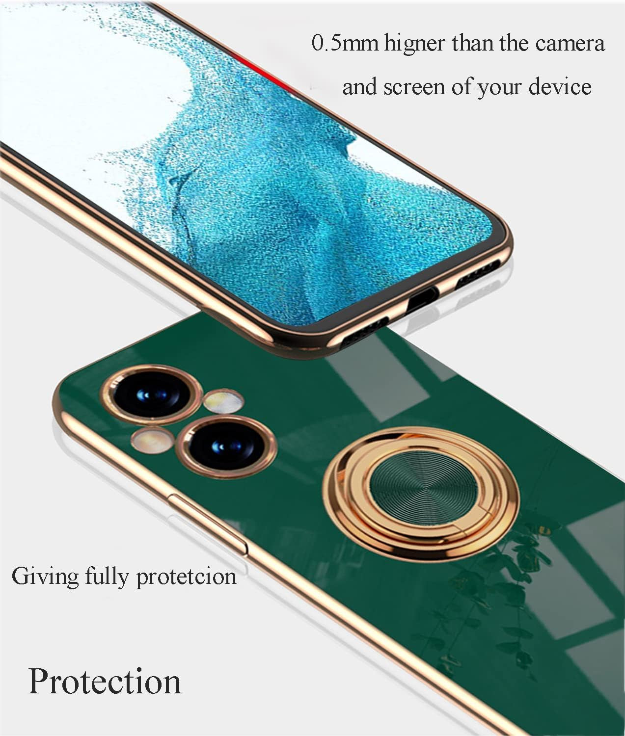 Yarxiawin Compatible for Oneplus Nord N20 5G Case Ring Holder Magnet Silicone, Oneplus N20 5G Case Thin Phone Case Aesthetic Black 360° Rotatable Metal Stand (Dark Green)  Yarxiawin   