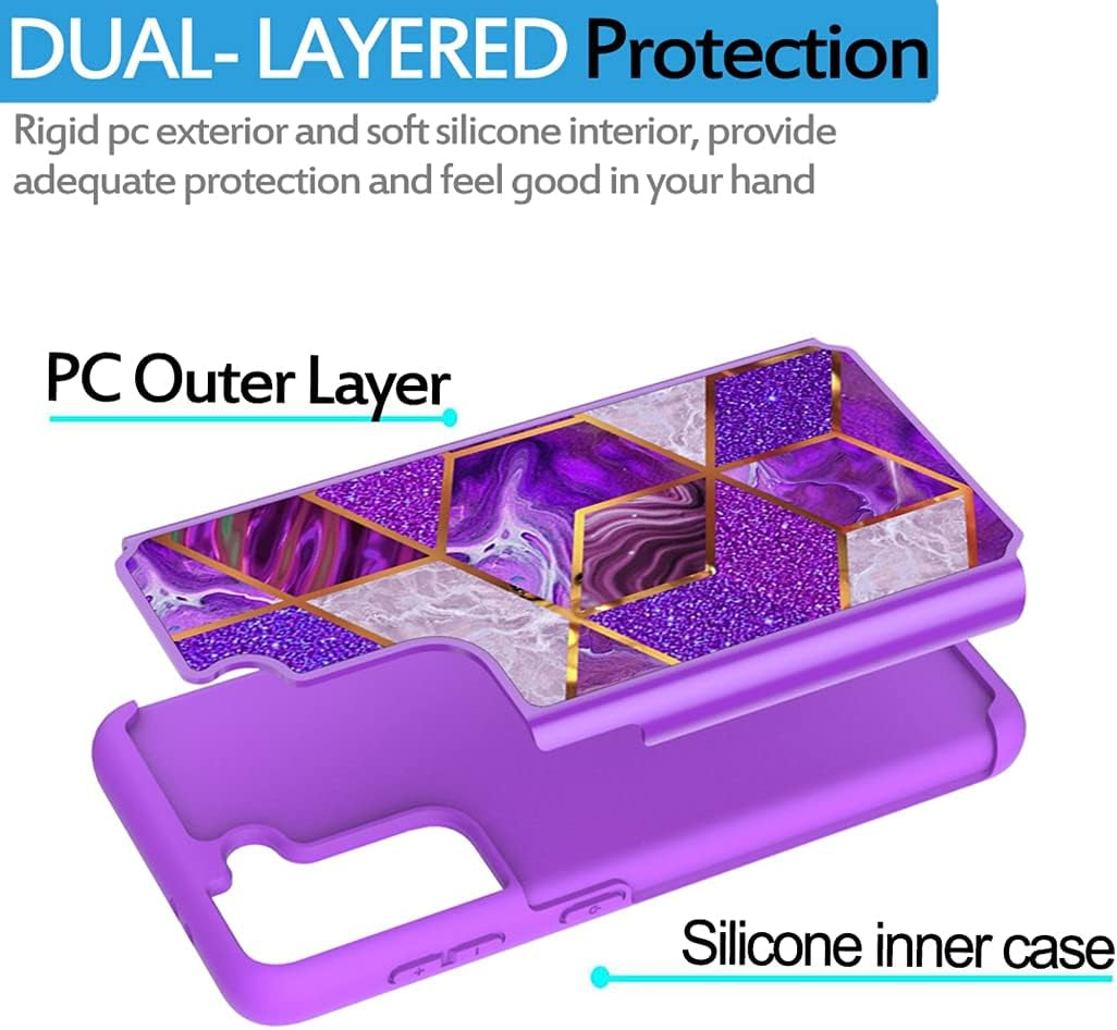 Tothedu Case for Galaxy S21 plus 5G 6.7" Case, Samsung S21 plus (2021) Phone Case, Shock Absorption Dual Layer Heavy Duty Protective Cover Rugged Cases for Samsung Galaxy S21 plus (Purple/Marble)  Tothedu   