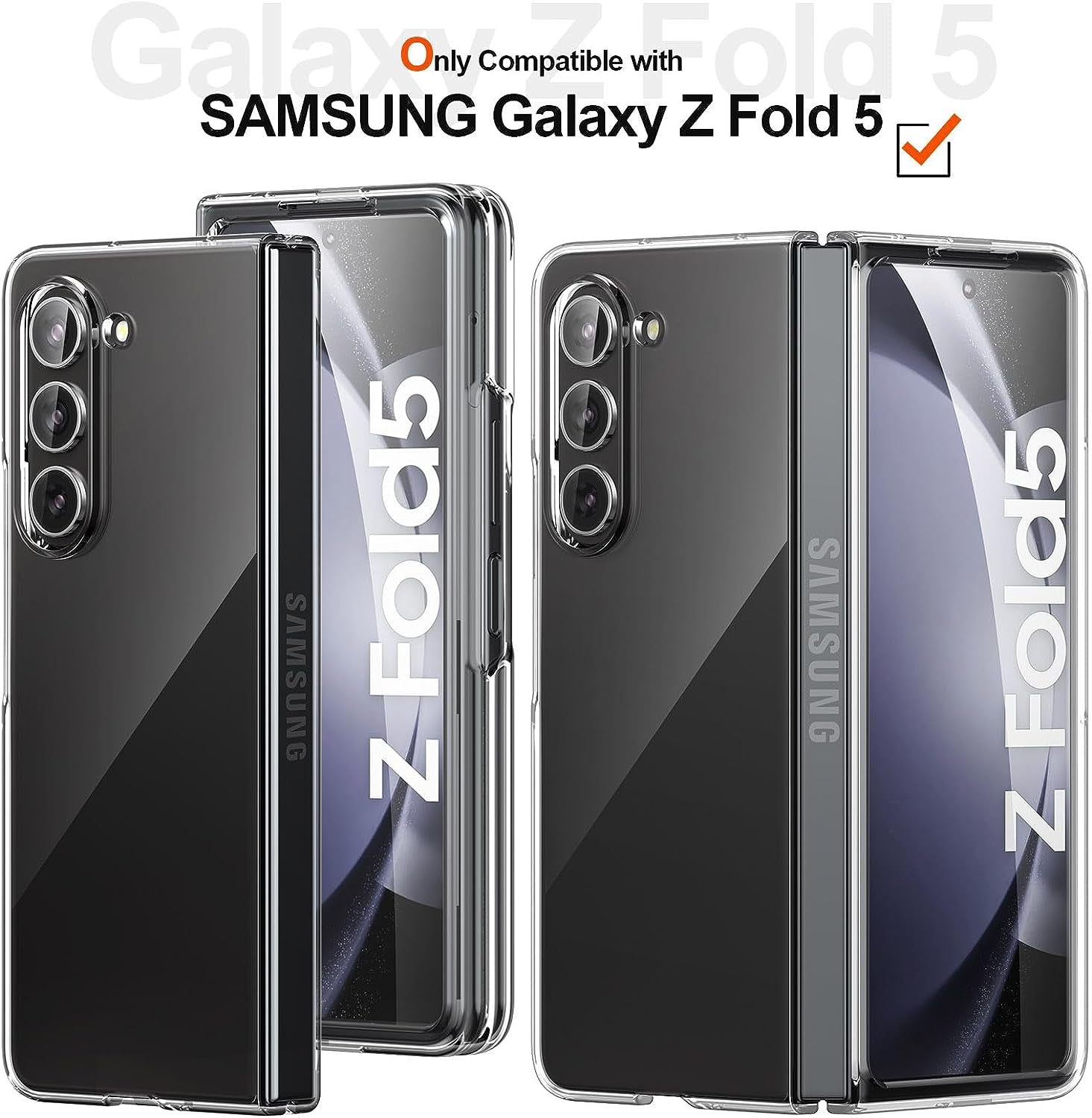 Foluu Clear Case for Samsung Galaxy Z Fold 5 with Front Built-In Screen Protector - Scratch Resistant Hard PC Back Bumper Protective Shockproof Cover for Samsung Galaxy Z Fold5 5G 2023  Foluu   