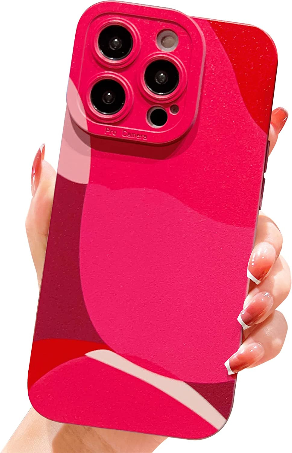 YKCZL Compatible with Iphone 14 Pro Case(No Fit Iphone 14 Pro Max 6.7 Inch), Cute Painted Art Heart Pattern Full Camera Lens Protective Slim Soft Shockproof Phone Case for Women Girls-Dark Blue  YKCZL Wine Red  