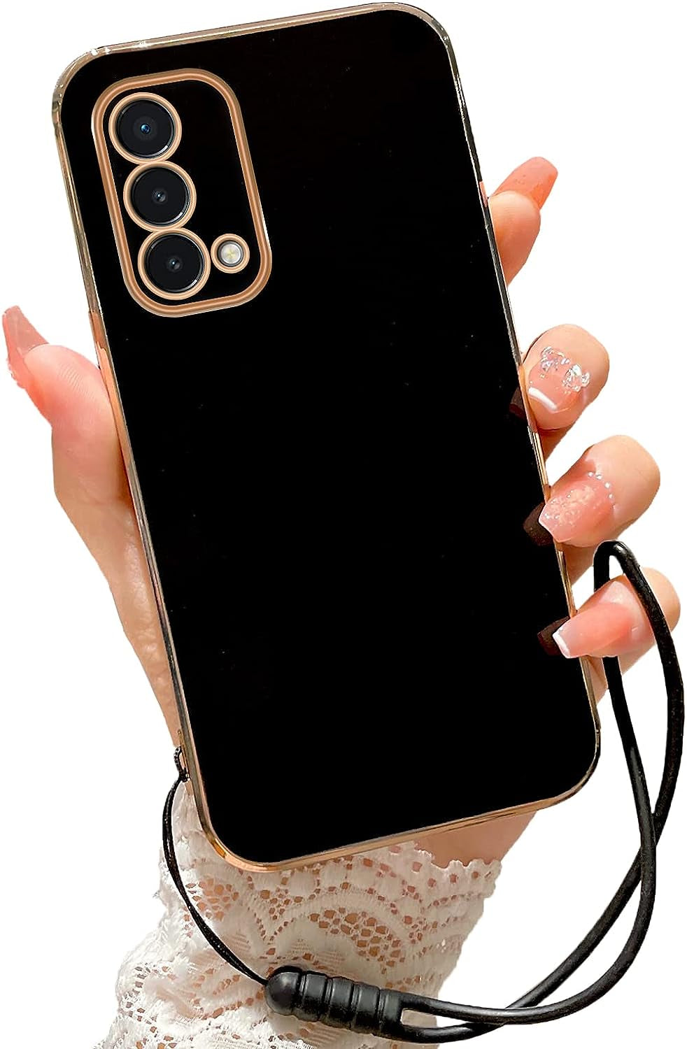 For Oneplus Nord N200 5G Case, N200 Phone Case for Women Electroplating Luxury Bling Aesthetic Trendy Pretty, Full Camera Soft TPU Protection Shockproof Cover for Oneplus Nord N200 5G (Mint Green)  KuDiNi Black  