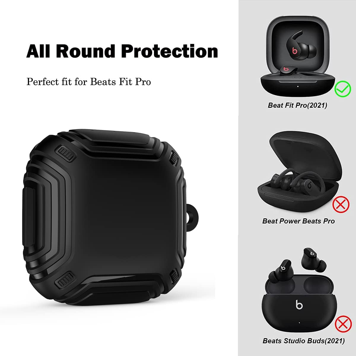 Upgraded Armor Case for Beats Fit Pro 2021,BEILUOJIA Shockproof Protective Beats Fit Pro Earbuds Case Cover with Keychain Accessories for Men Women Black  BEILUOJIA   