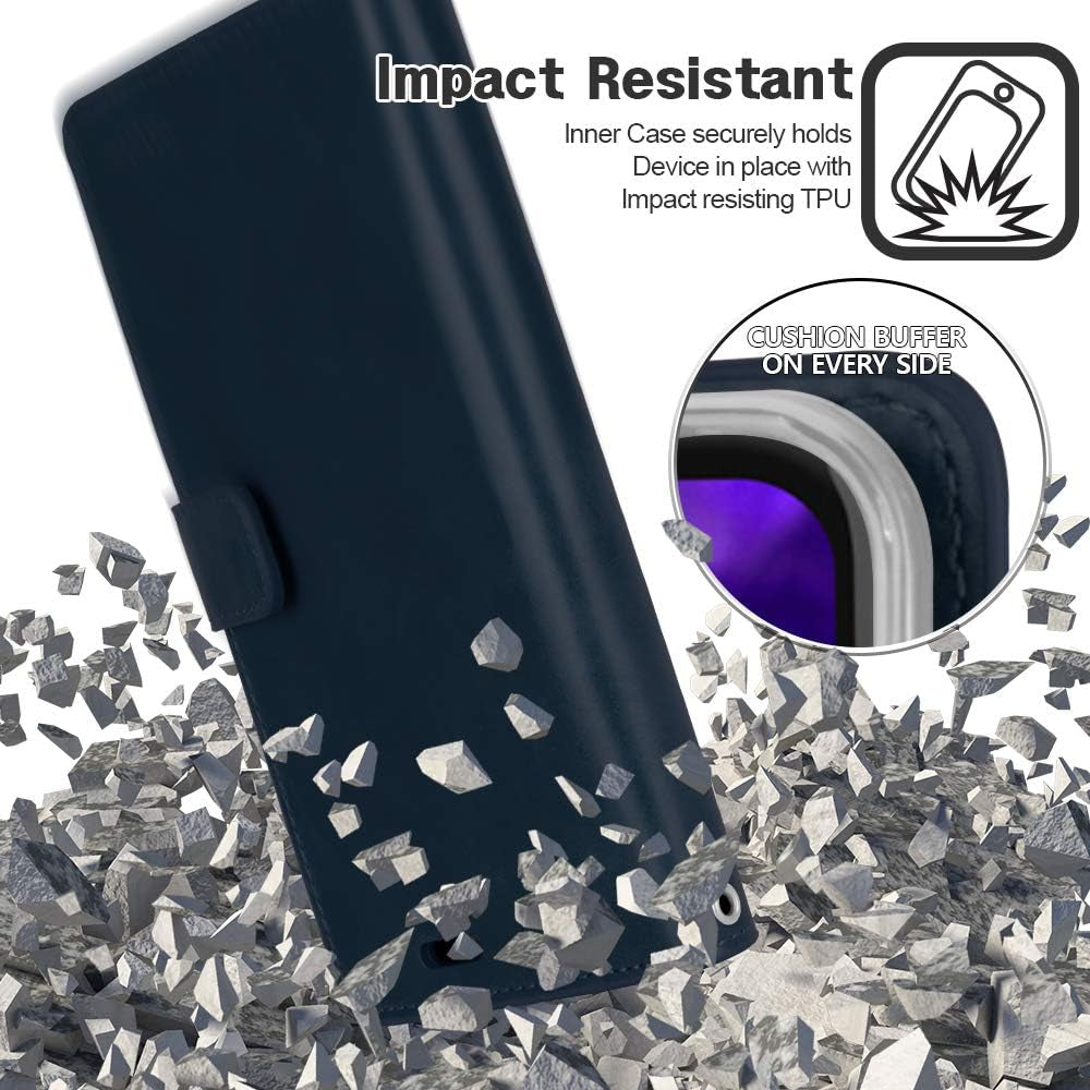 GOOSPERY Mansoor Wallet for LG V40 Thinq Case (2018) Double Sided Card Holder Flip Cover (Navy) LGV40-MAN-NVY  GOOSPERY   