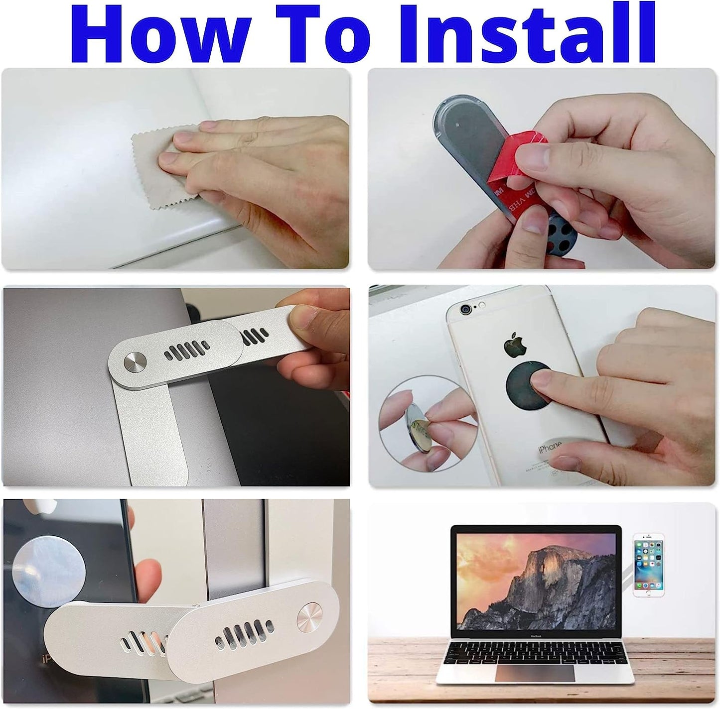 Aporia International Magnetic Cellphone Mount for Laptop, Foldable Lap Screen Side Phone Holder Extender Attach to Computer Monitor for Universal Smartphone - Rotating 180 Degree (Silver)  Aporia International   