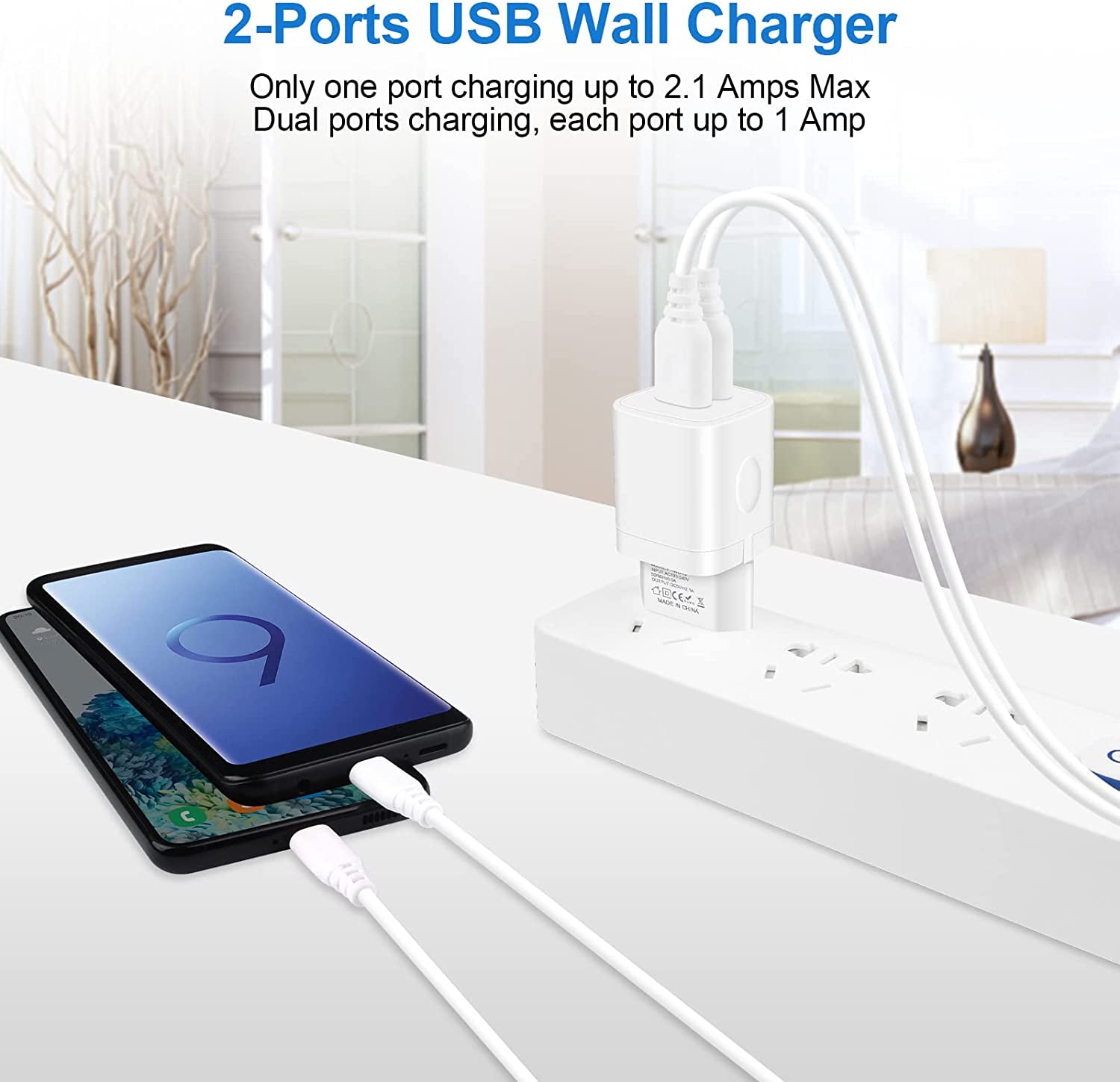 European Travel Plug Adapter Charger for Iphone Samsung Android Phone,International Power Adaptor with 2 Charger Port USB, EU Wall Charging Block Brick Plug in Europe Germany Outlets Power Strip  Shenzhen Putuo Technology Co.,Ltd   