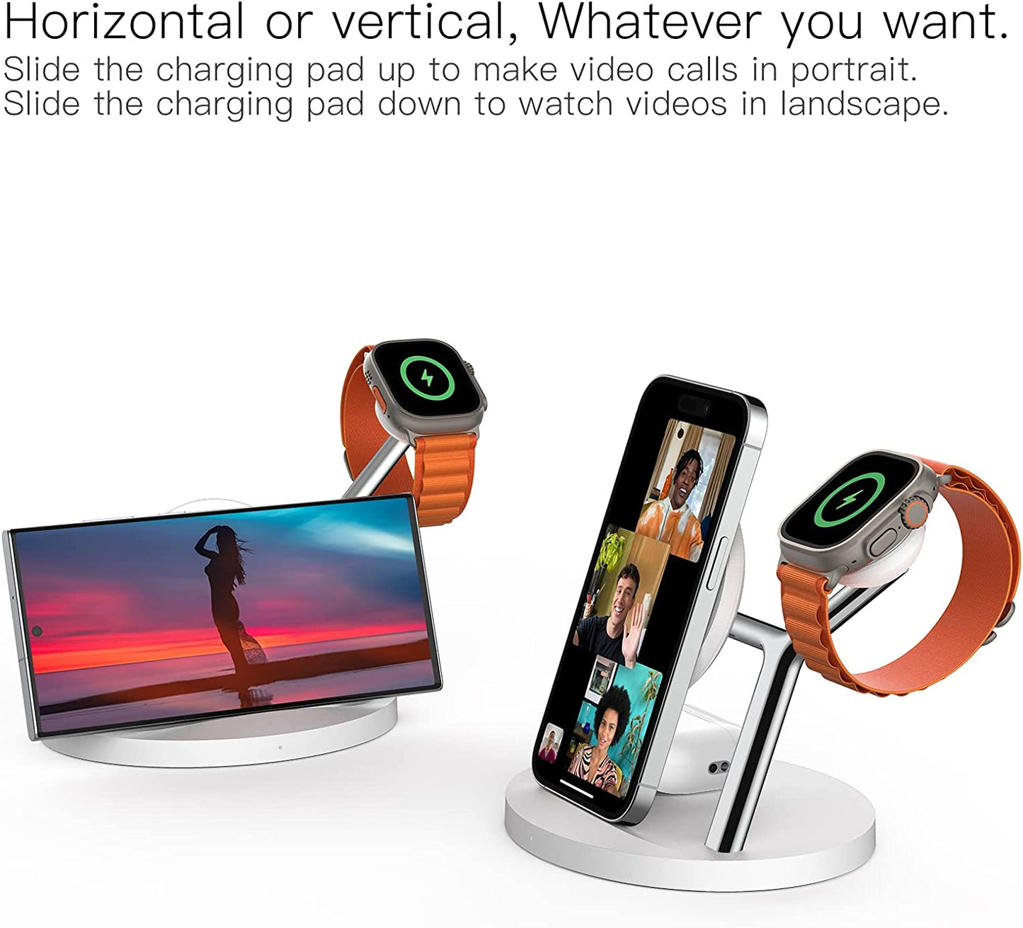 Wireless Charger,Zechin 5-In-1 Wireless Charging Station,Fast Wireless Charger Stand for Iphone 14/13/12/11/Pro/Max/Xs/Xr/X/8/Plus, for Apple Watch 7/6/5/4/3/2/SE, for Airpods 3/2/Pro(White)  ZECHIN   