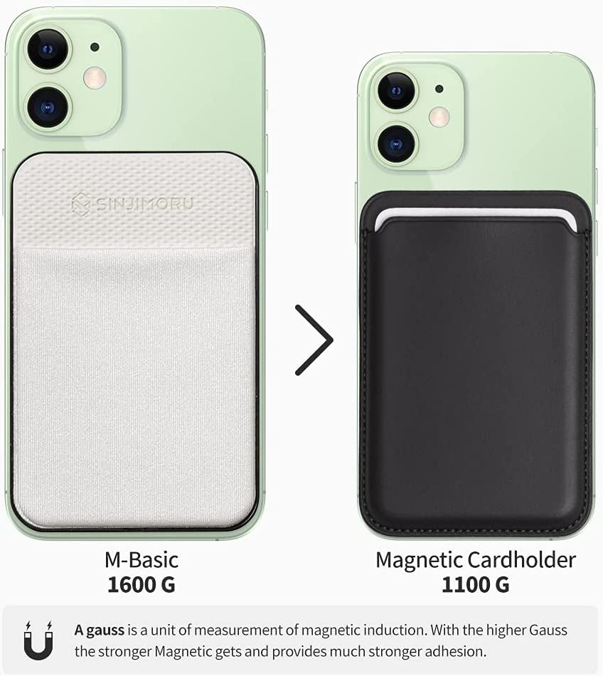 Sinjimoru Basic Cell Phone Wallet Stick On, Phone Card Holder for Back of Phone for Magsafe Wallet Compatible with Iphone 14 & 13 12 Series. M-Basic Black  Sinjimoru Co. Ltd   