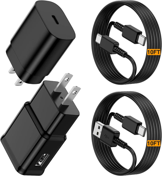 USB Type C Charger Fast Charging Android Phone Samsung Galaxy S23/S22/S20/S21 Ultra plus 5G, Note 20/S9/S10, 25W USB C Charger Block&Type C Cable 10FT & USB a Wall Charger Adapter&10Ft USB-A to C Cord  Shenzhen Dipinle Technology Co., Ltd   