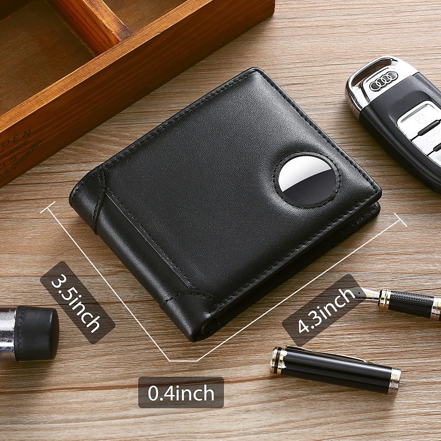 Swallowmall Airtag Wallet for Men,Rfid Genuine Leather Bifold Wallets for Men Removable ID Windows 11 Cards Holders Gift Box(Airtag Not Included)  swallowmall   