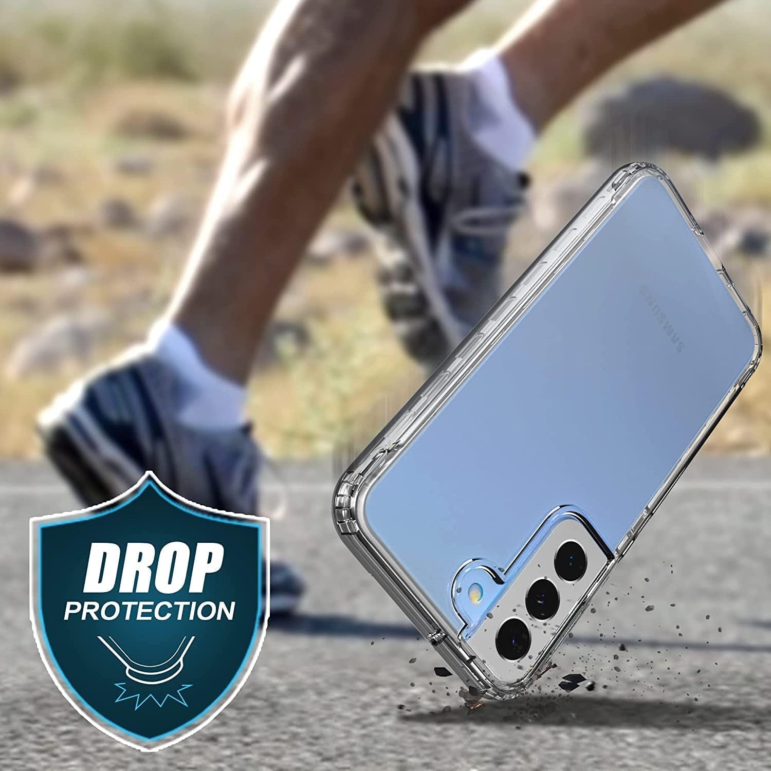 Idweel Clear Galaxy S22 plus Case with Tempered Glass Screen Protector,Hybrid 2 in 1 Shockproof Soft Slim Transparent Case with TPU Bumper, Protective Silicone Airbag Cover for Samsung S22 Plus  IDweel   