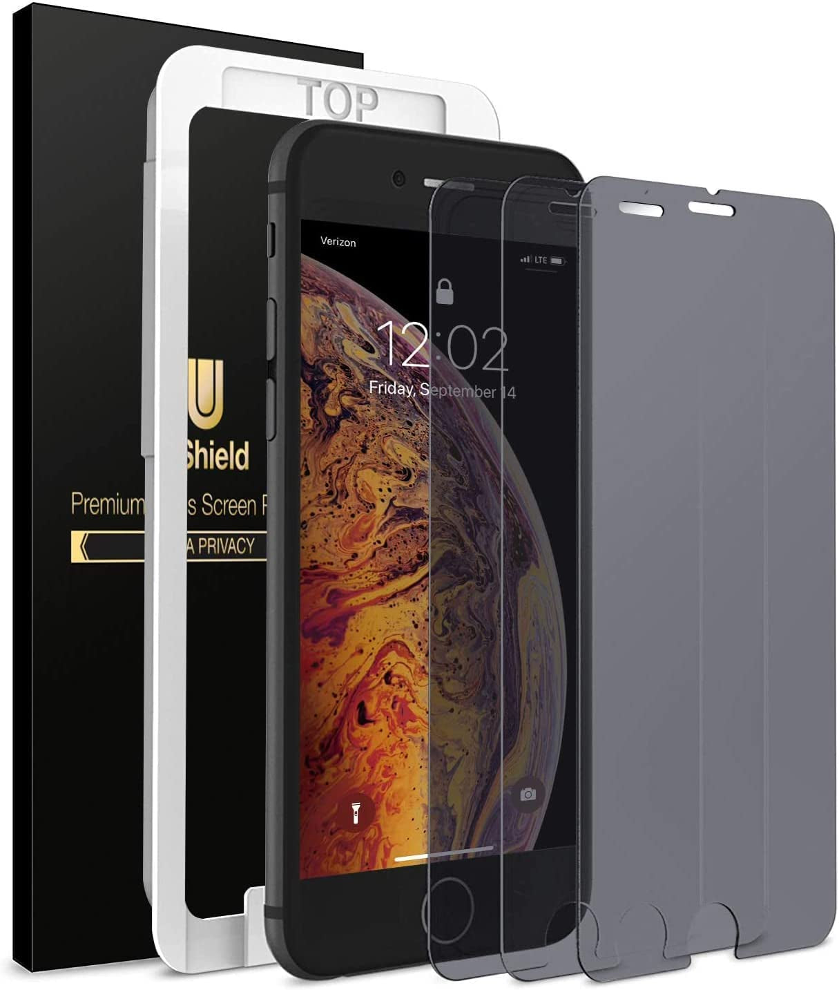 Ushield Privacy Screen Protector for Iphone 8 Plus, Iphone 7 Plus, Iphone 6S Plus, Iphone 6 plus - 3 Pack (Installation Frame) Tempered Glass Screen Protector Iphone 8+ 7+ 6S+ 6+ [Fit with Most Cases]  uShield   