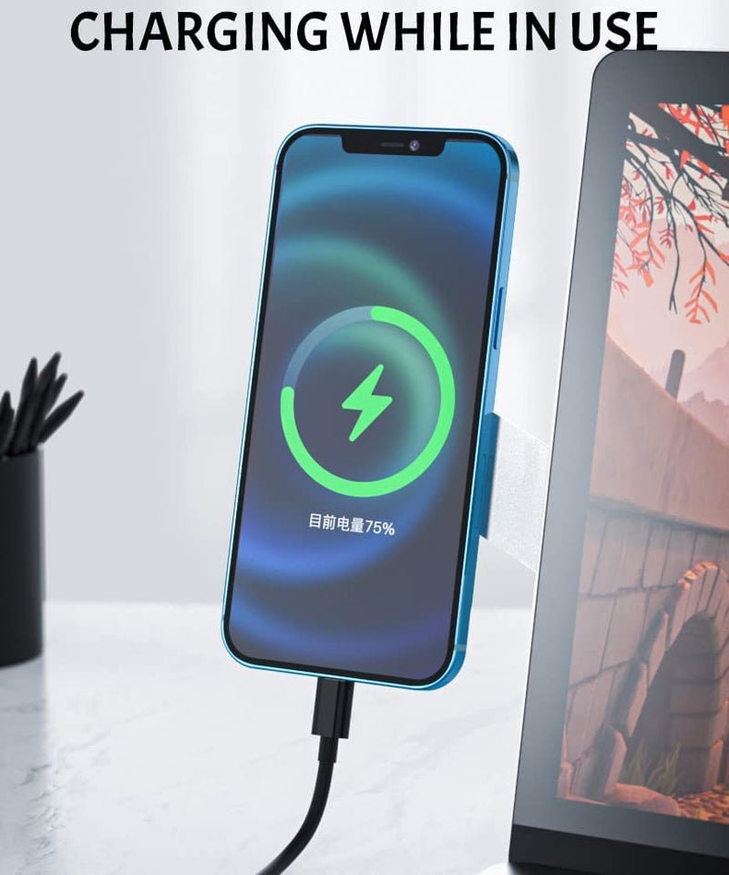 SALEX Laptop Phone Holder. Blue Magnetic Mobile Phone Adjustable Notebook Bracket with Side Mount Clip. Slim Foldable Office Computer Monitor Smartphone Stand. Swivel Magnet Universal Screen Cradle.  SALEX   