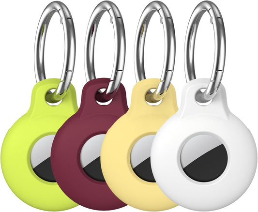 4 Pack Airtag Holder Compatible with Airtag, VAGAWEI Airtag Tracker with Keychain, Multi-Color Protective Silicone Airtag Case Key Ring for Wallet, Dog Collar, Luggage, Keys and More  VAGAWEI   