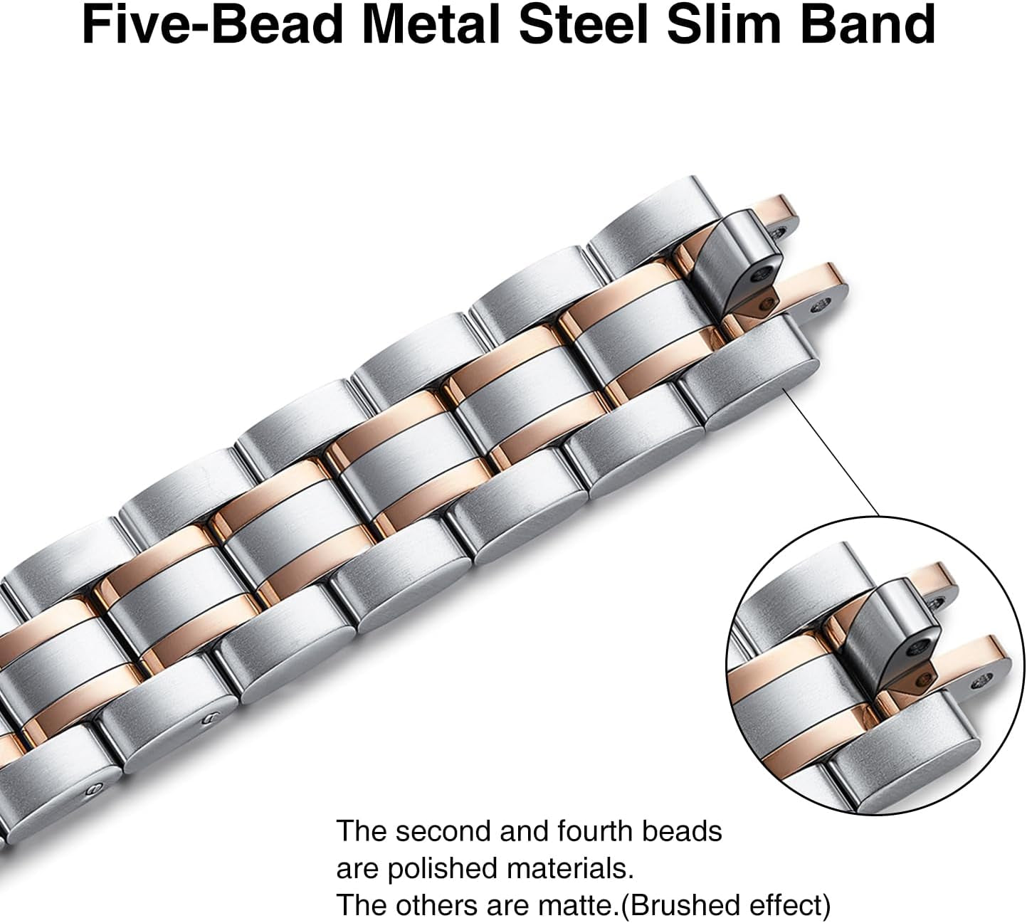 STIROLL Thin Replacement Band Compatible for Apple Watch 38Mm 40Mm 41Mm 42Mm 44Mm 45Mm 49Mm, Stainless Steel Metal Wristband Women Men for Iwatch Ultra SE Series 8/7/6/5/4/3/2/1(Silver+Rose Gold)  STIROLL   