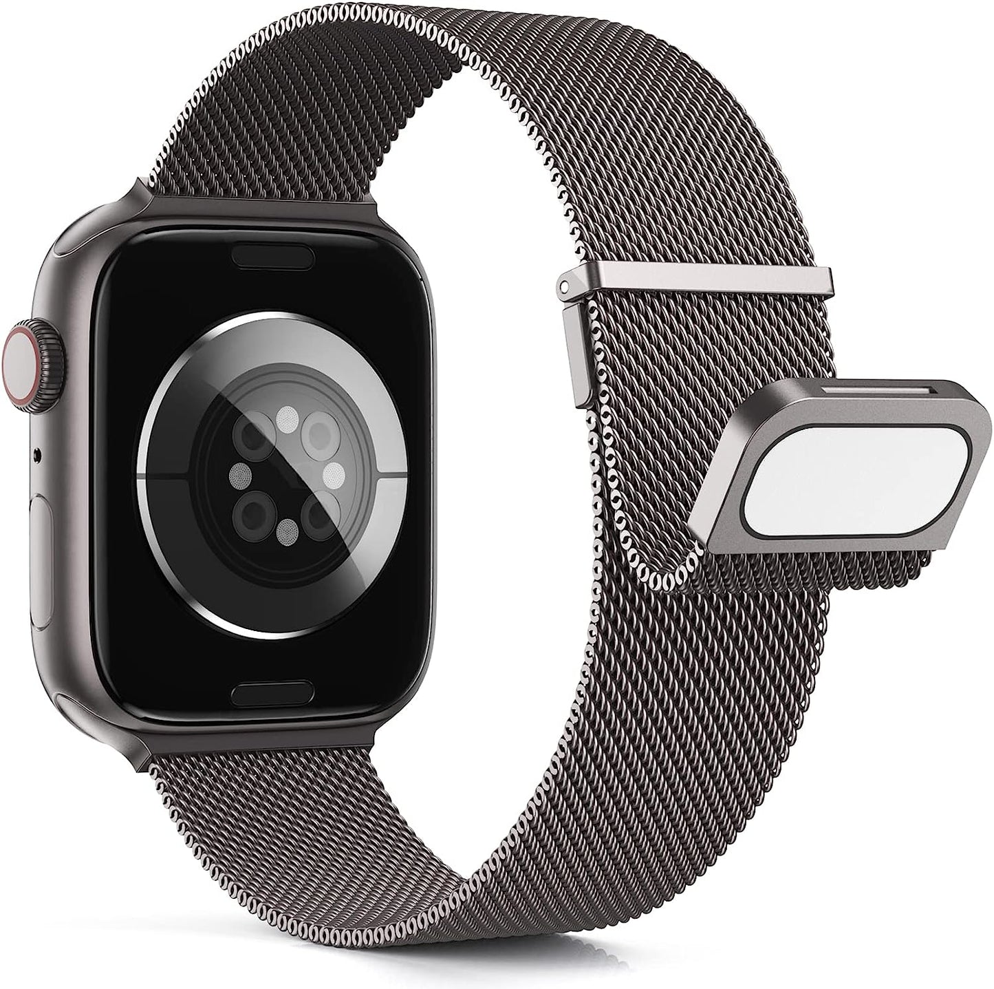 Merlion Magnetic Band for Apple Watch Band 41Mm 40Mm 38Mm 49Mm 45Mm 44Mm 42Mm for Women Men, Mesh Stainless Steel Dual Magnetic Clasp Strap for Iwatch Series 8 7 6 5 4 3 2 1 SE Ultra  Merlion Space Grey 42/44/45/49mm 