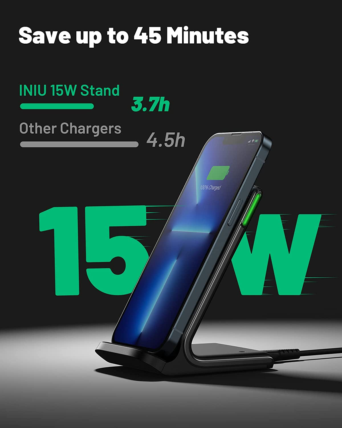 Wireless Charger, INIU [2 Pack] 15W Fast Wireless Charging Stand with Sleep-Friendly Adaptive Light Compatible with Iphone 14 13 12 11 Pro XR XS X plus Samsung Galaxy S21 S20 Note 20 Etc  Shenzhen Topstar Industry Co.,Ltd.   