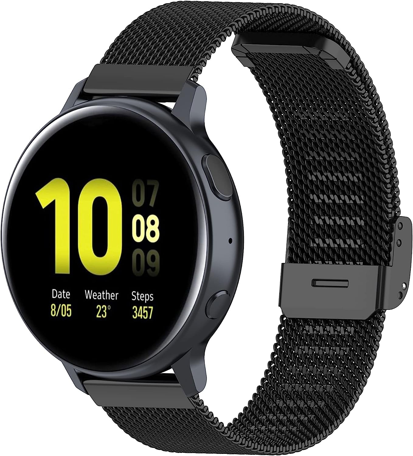 20Mm Stainless Steel Mesh Watch Bands for Samsung Galaxy Watch 4 40Mm 44Mm,Galaxy Watch 4 Classic 42Mm 46Mm,Galaxy Watch Active 2 40Mm 44Mm, Galaxy Watch3 41Mm,Galaxy Watch 5,Galaxy Watch 5 Pro  Chofit Black  