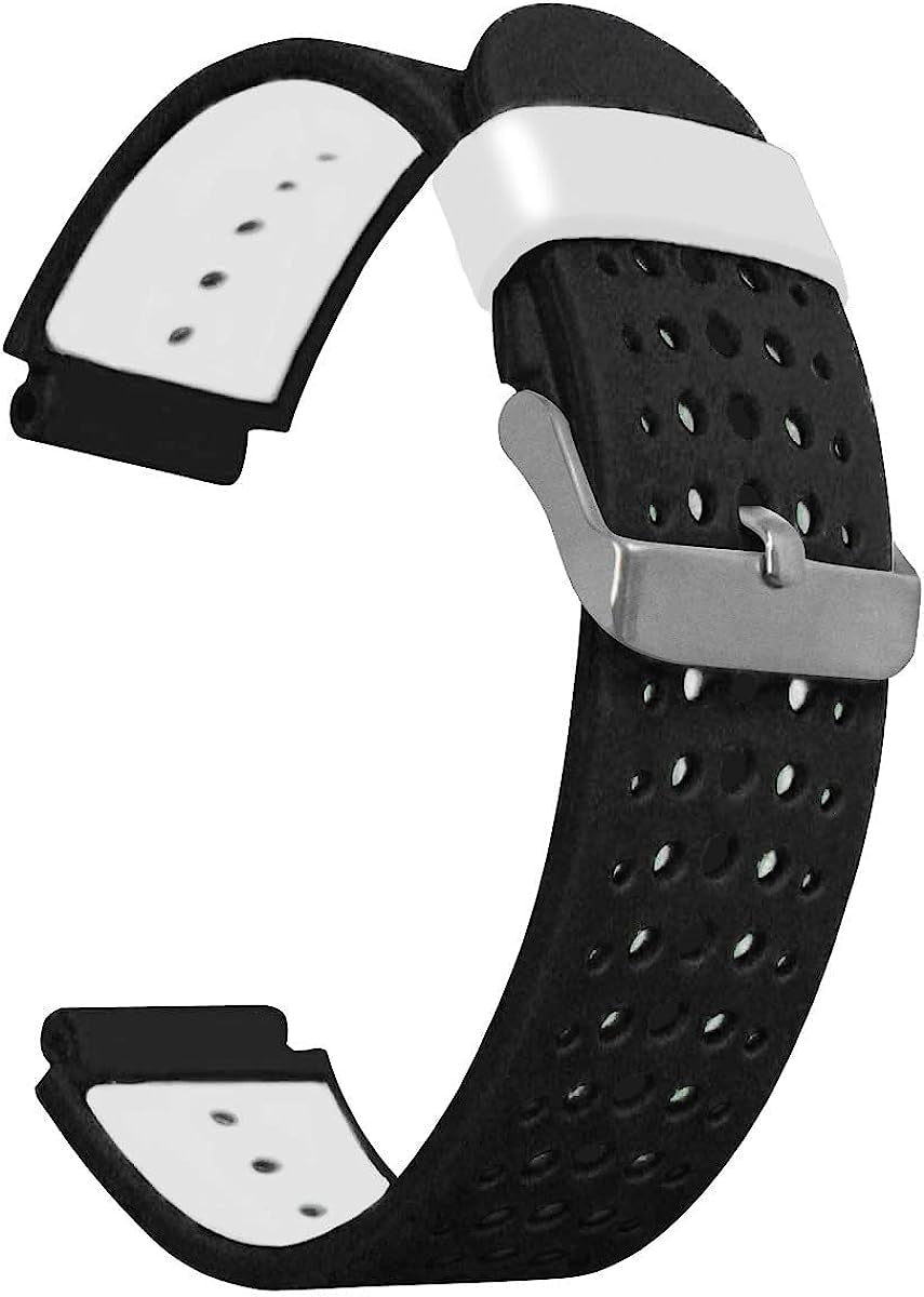 HOUCY Sport Watch Band for Garmin Forerunner 735XT 735/220/230/235/620/630 Watch Soft Silicone Strap Replacement Watch Band  HOUCY Black white  