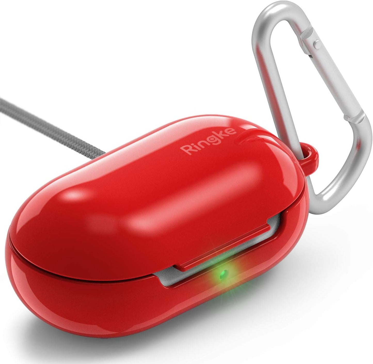 Ringke Case Designed for Galaxy Buds plus (2020) and Galaxy Buds (2019) Hard PC Case Cover Accessory Upgraded Version with Carabiner - Glossy Red  Ringke   