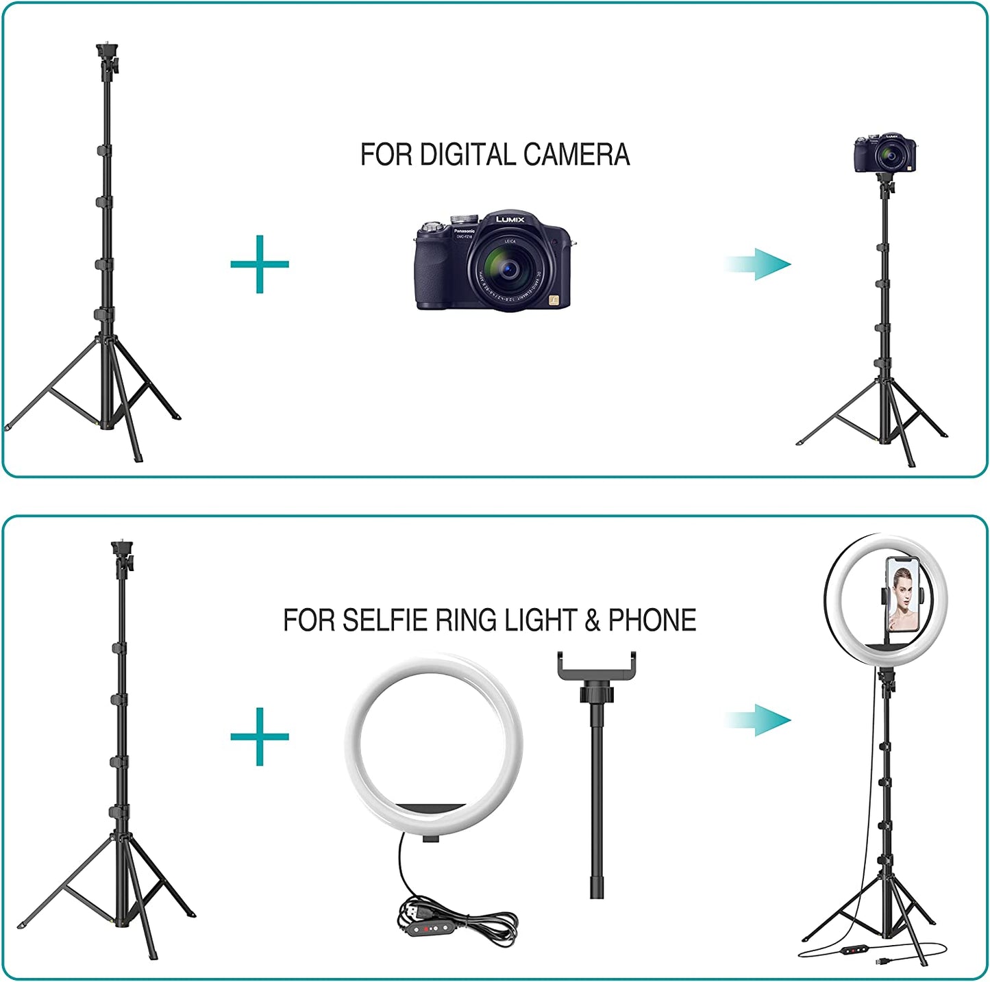 10" Ring Light with 53" Adjustable Tripod Stand & Phone Holder for Live Stream/Makeup, Upgraded Dimmable LED Selfie Ringlight for Tiktok/Youtube/Zoom Meeting/Photography,Compatible with Iphone/Android  Aptoyu   