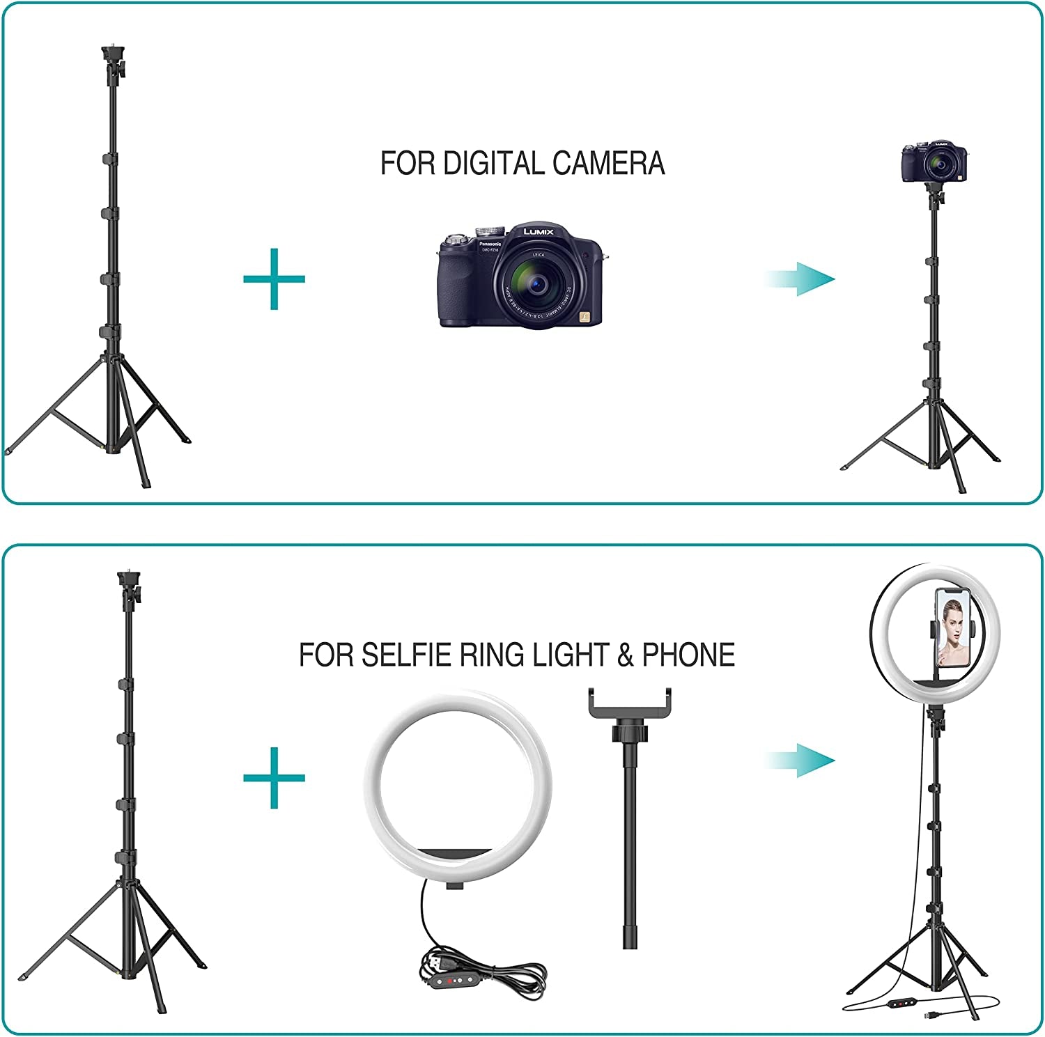 10" Ring Light with 53" Adjustable Tripod Stand & Phone Holder for Live Stream/Makeup, Upgraded Dimmable LED Selfie Ringlight for Tiktok/Youtube/Zoom Meeting/Photography,Compatible with Iphone/Android  Aptoyu   