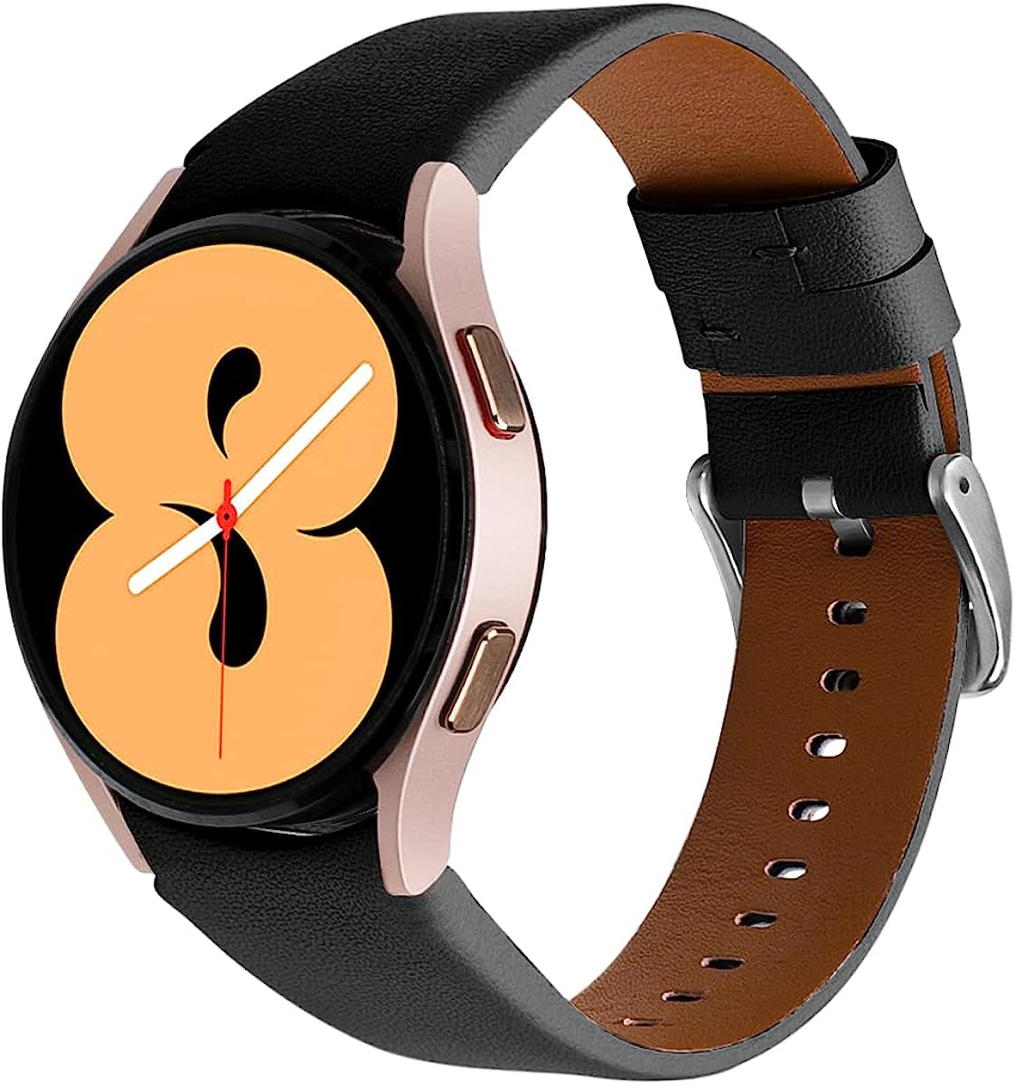 Genuine Leather Bands Compatible for Samsung Galaxy Watch 4 Band 40Mm 44Mm,20Mm Adjustable Sport Replacement Watch Band Straps for Galaxy Watch 4 Classic Band 42Mm 46Mm Women Men  通用   